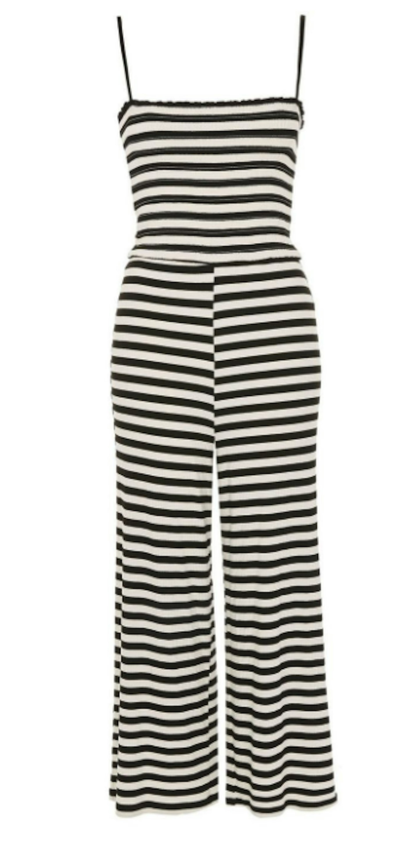 Shirred striped jumpsuit
