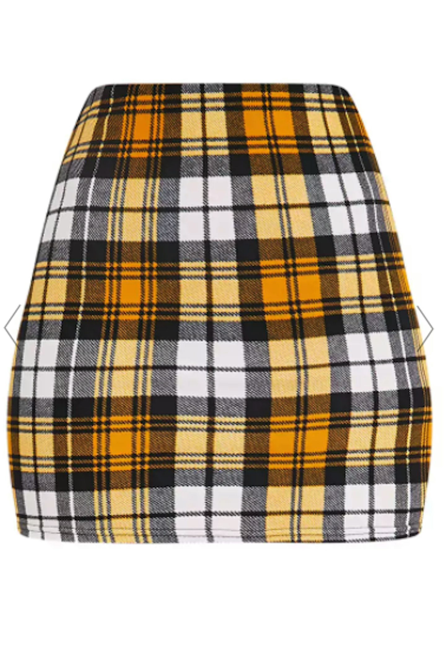 Yellow check print mini skirt