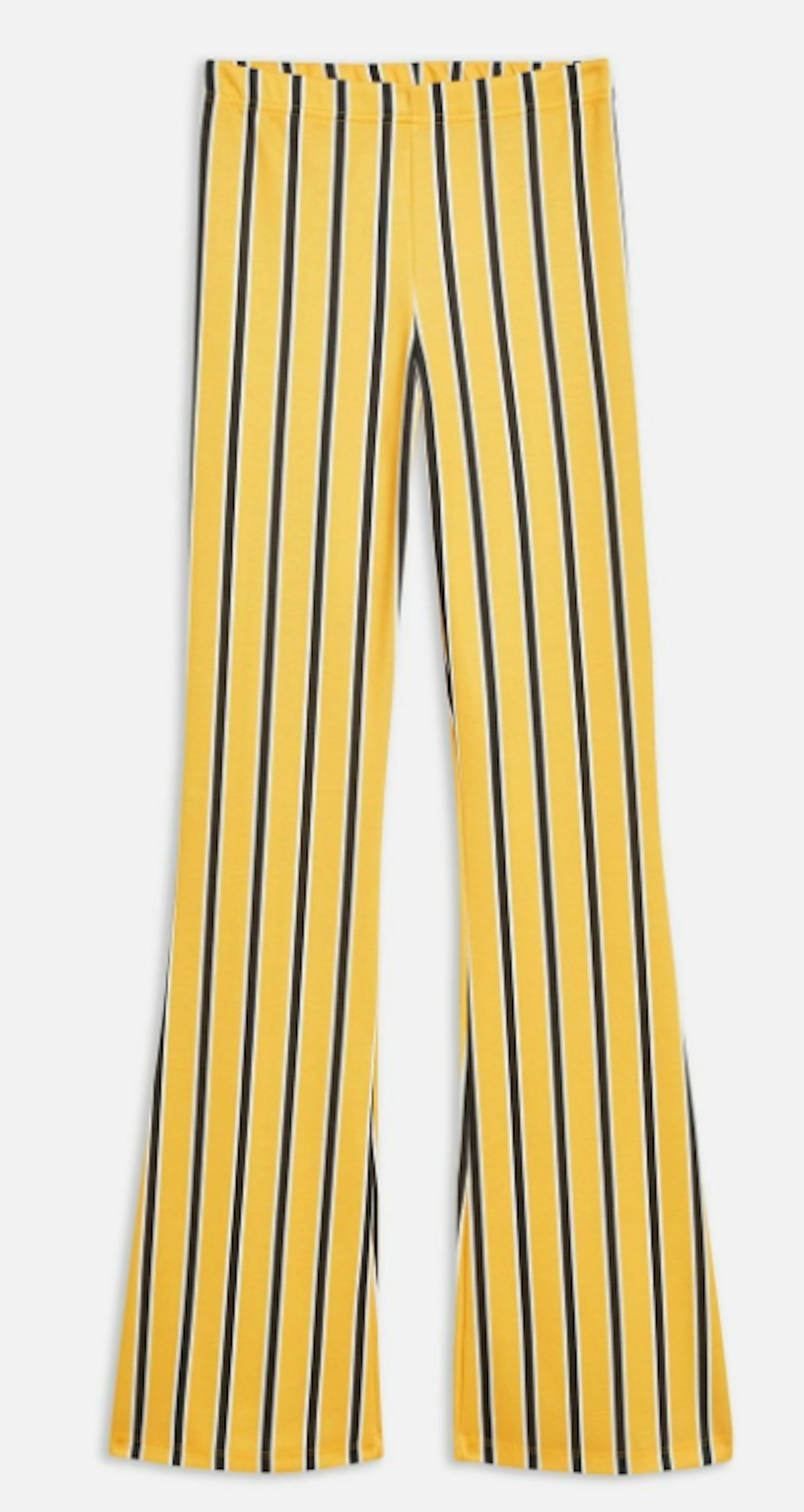 Yellow striped flare trousers