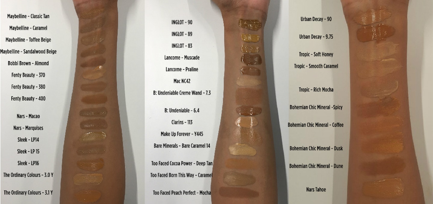 best foundation for black skin swatches