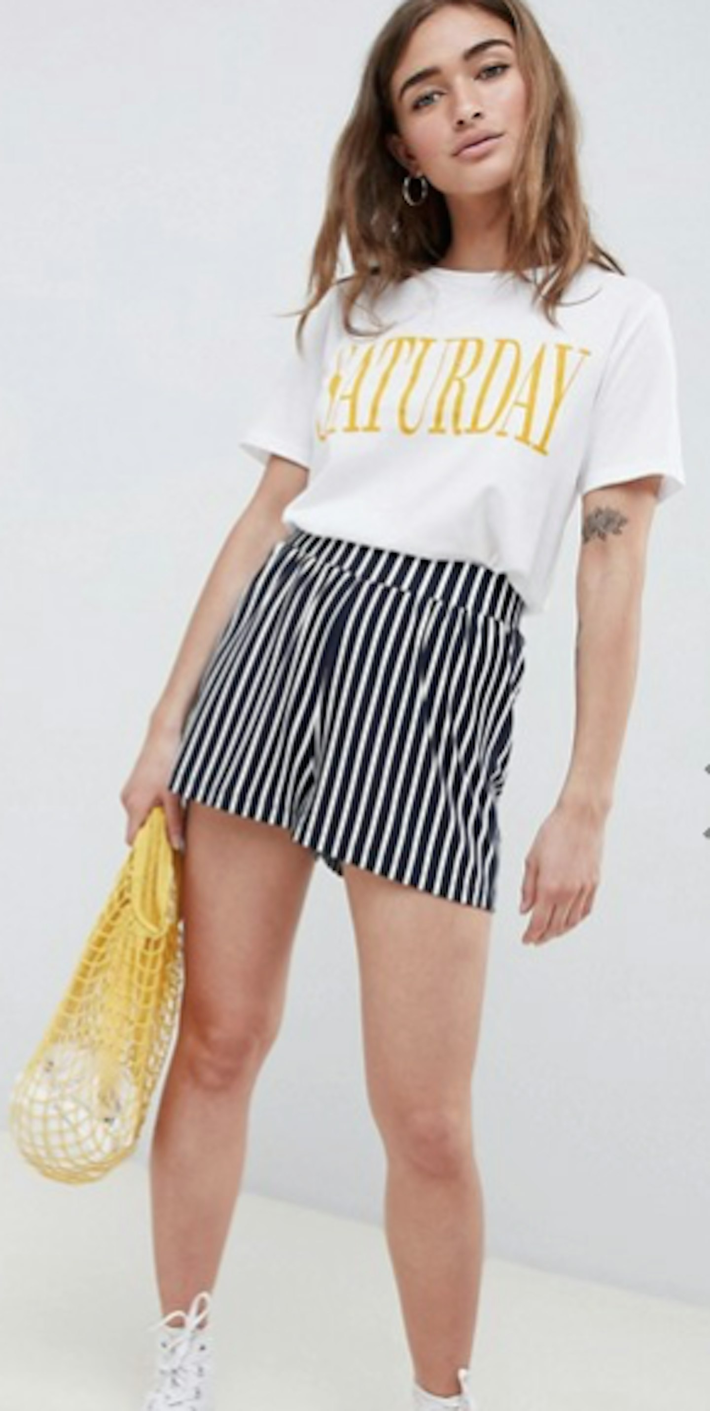 stripe skirt black white