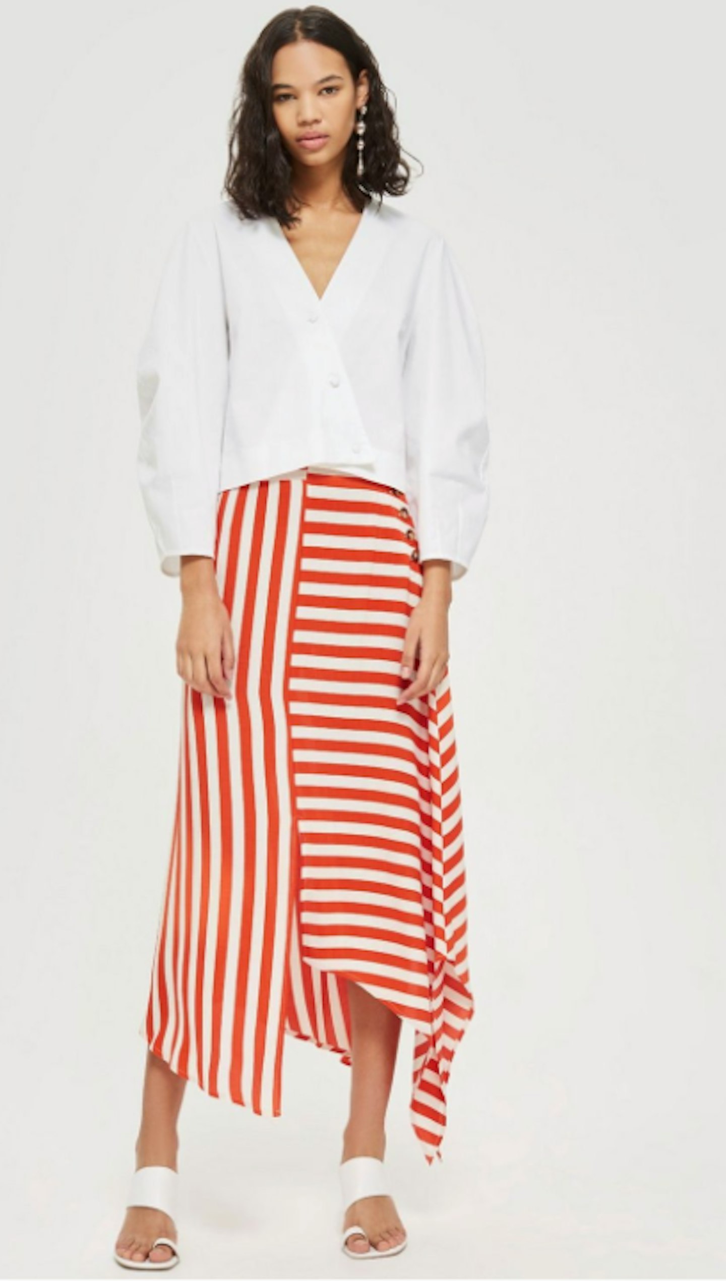 stripe skirt red