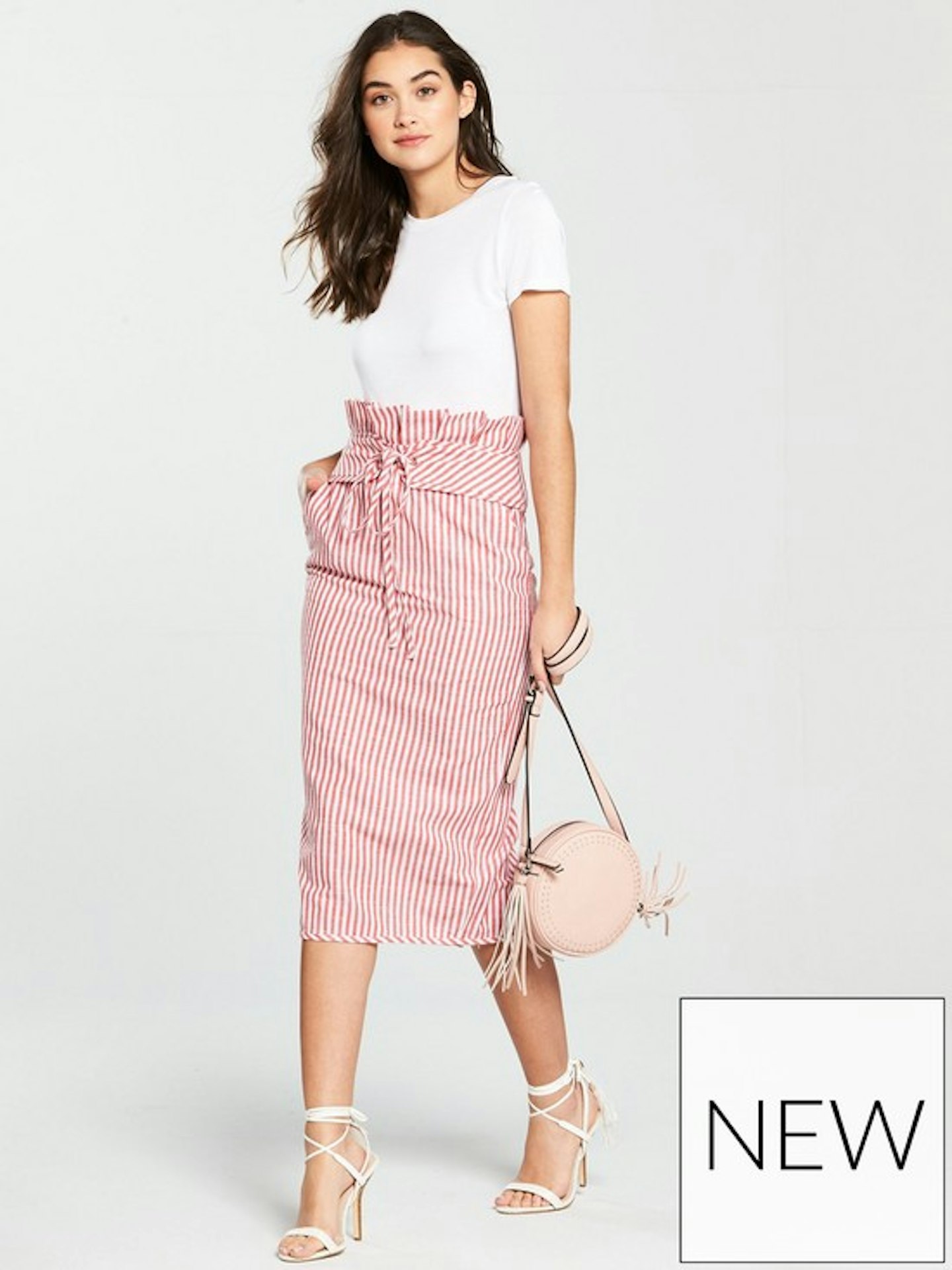 stripe skirt red