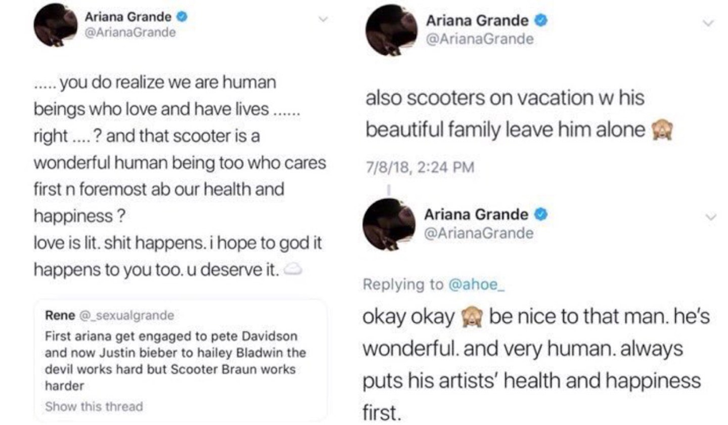 Ariana Grande deleted tweets