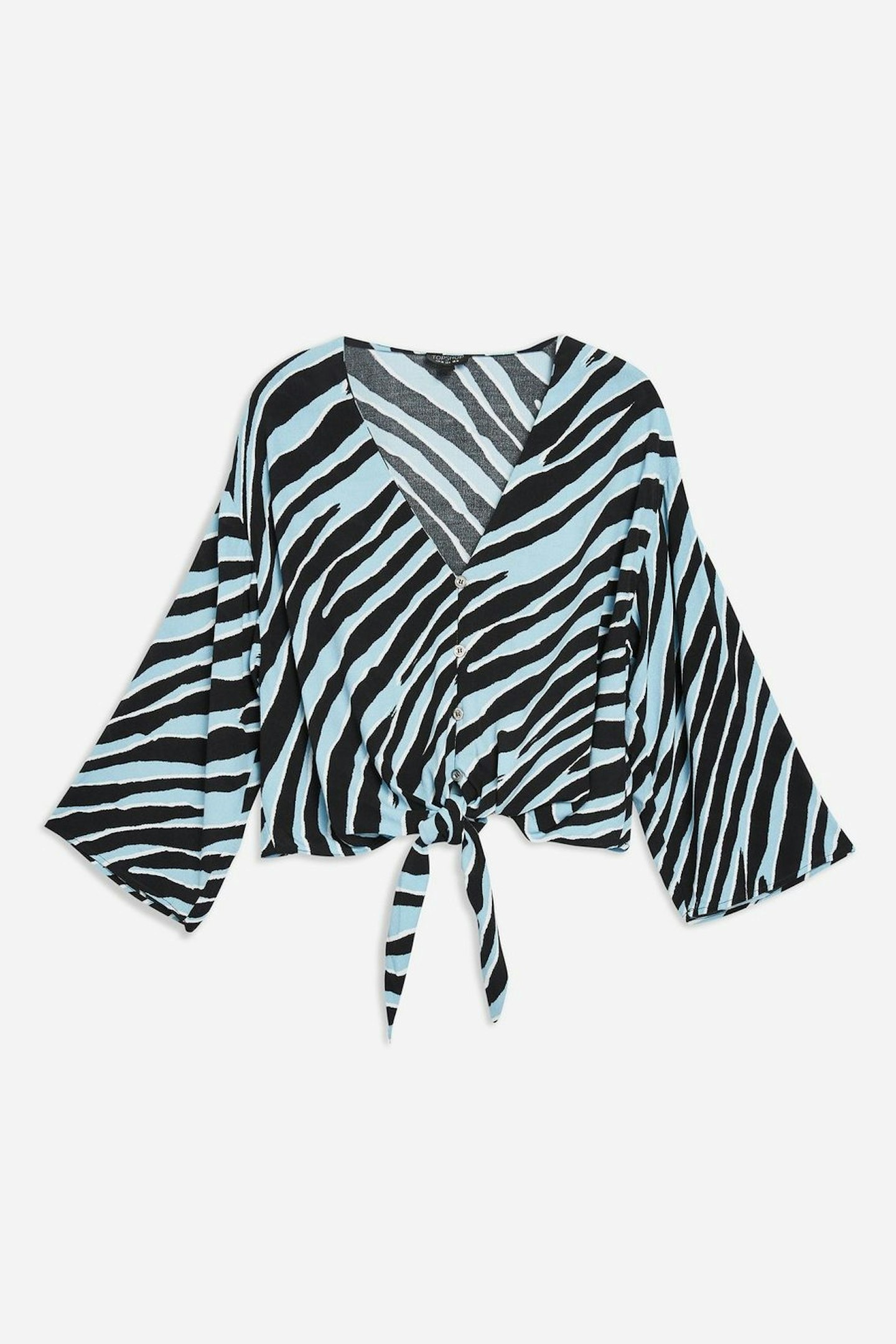 topshop zebra print tie blouse