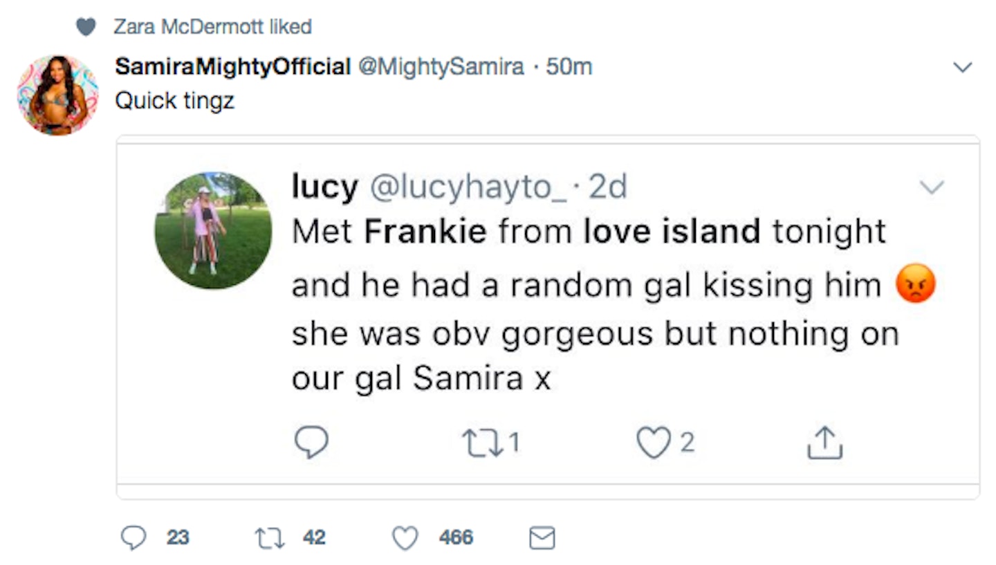 Love Island's Samira Foster throws shade at Frankie Foster