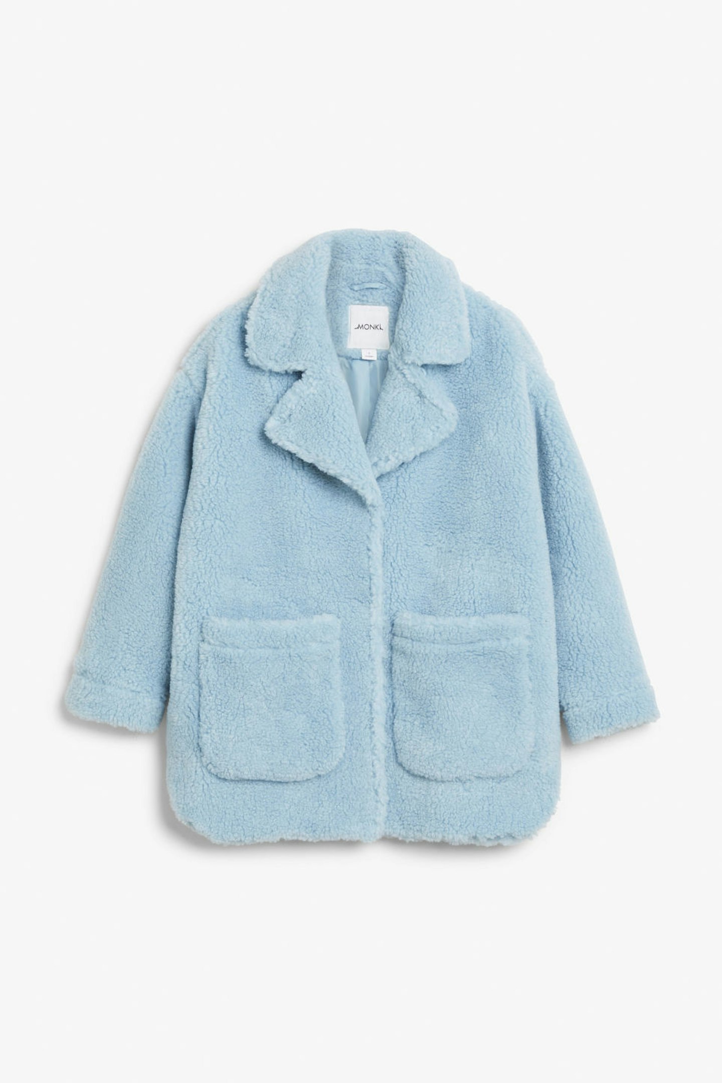 AW19 coats monki sky blue faux shearling coat