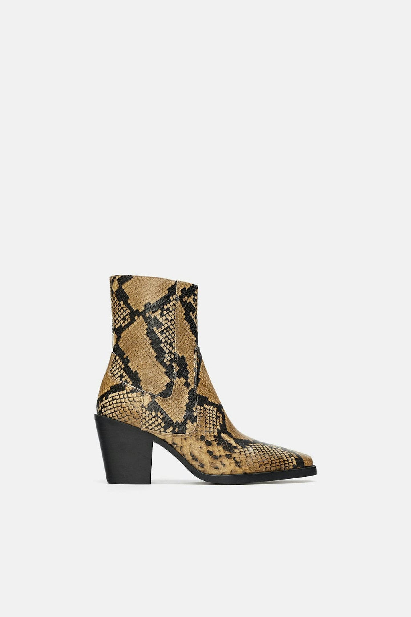 zara Leather High-Heel Ankle Boots