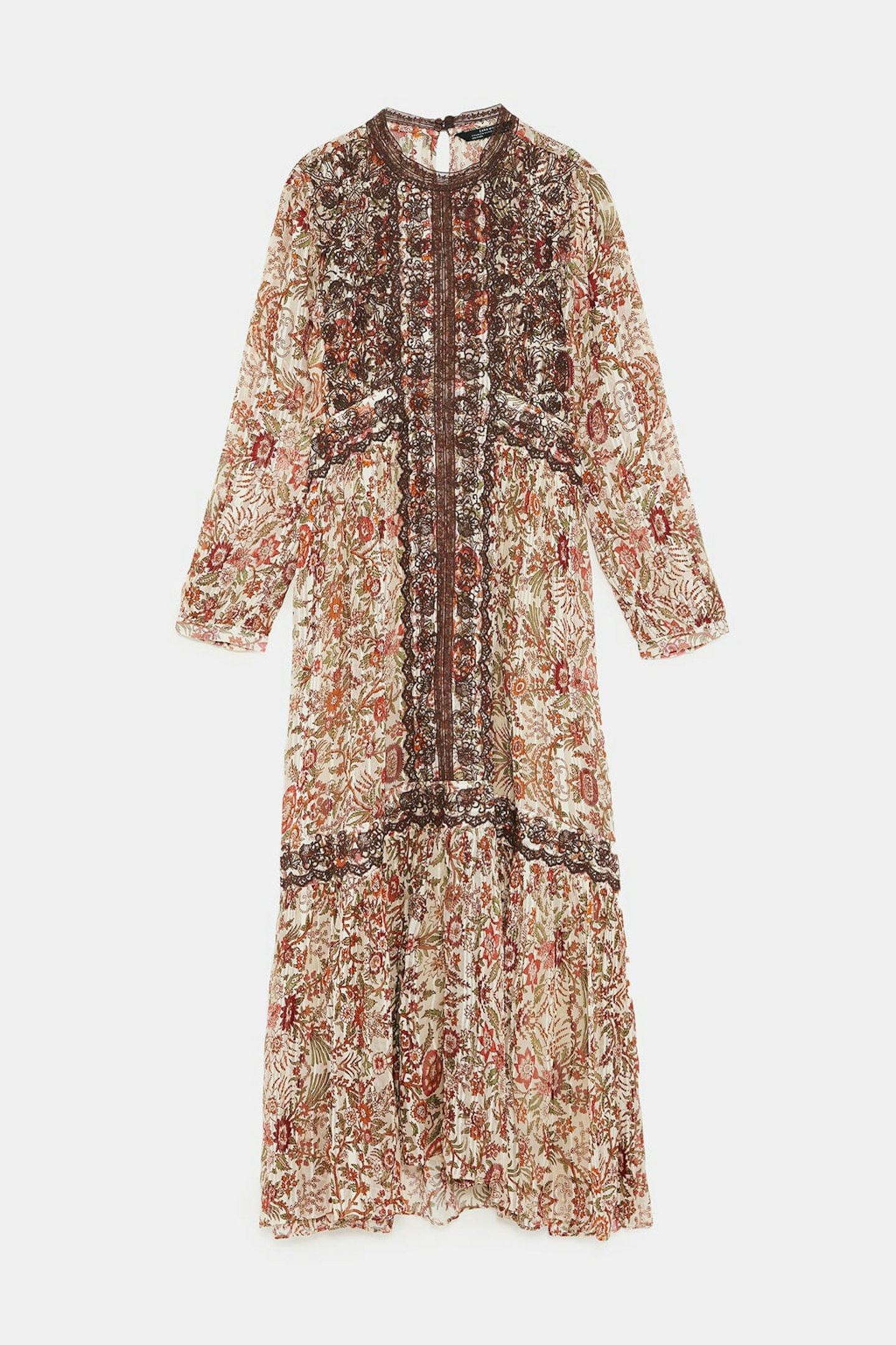 zara  Printed Dress With Embroidery