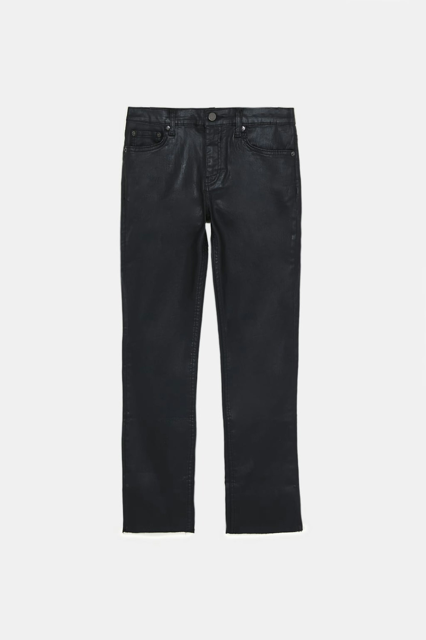 zara  Premium Bootcut Cropped Coated Black Jeans