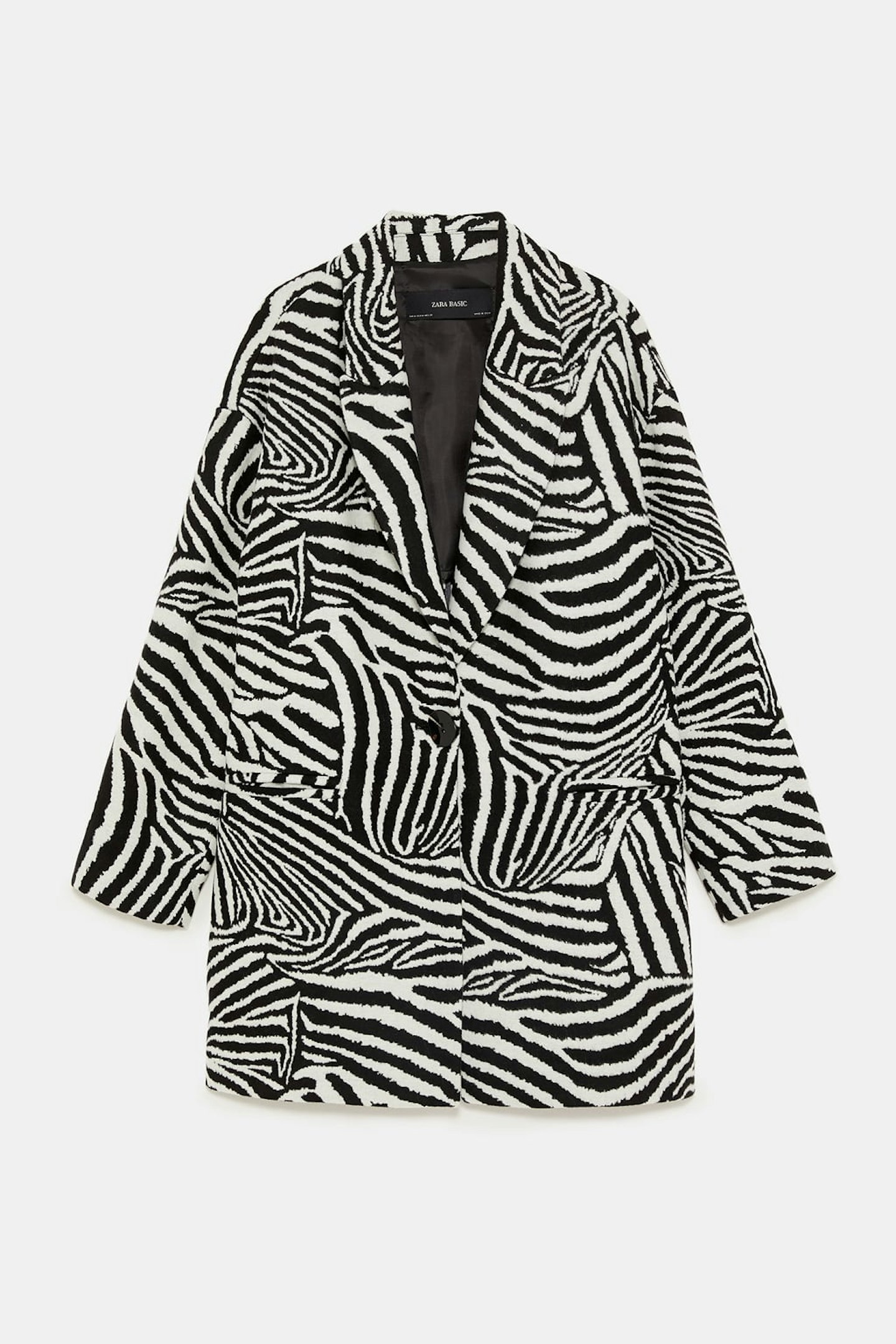Zara Oversized Blazer In Zebra Print Jacquard