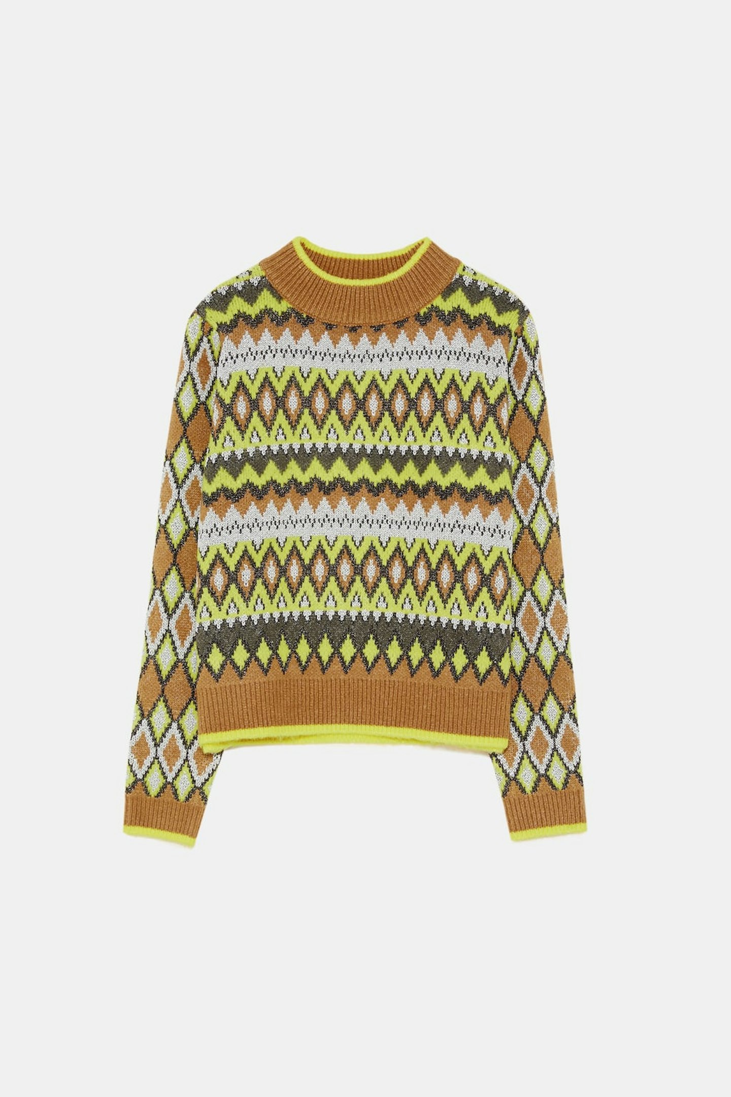 Zara Metallic Thread Jacquard Sweater