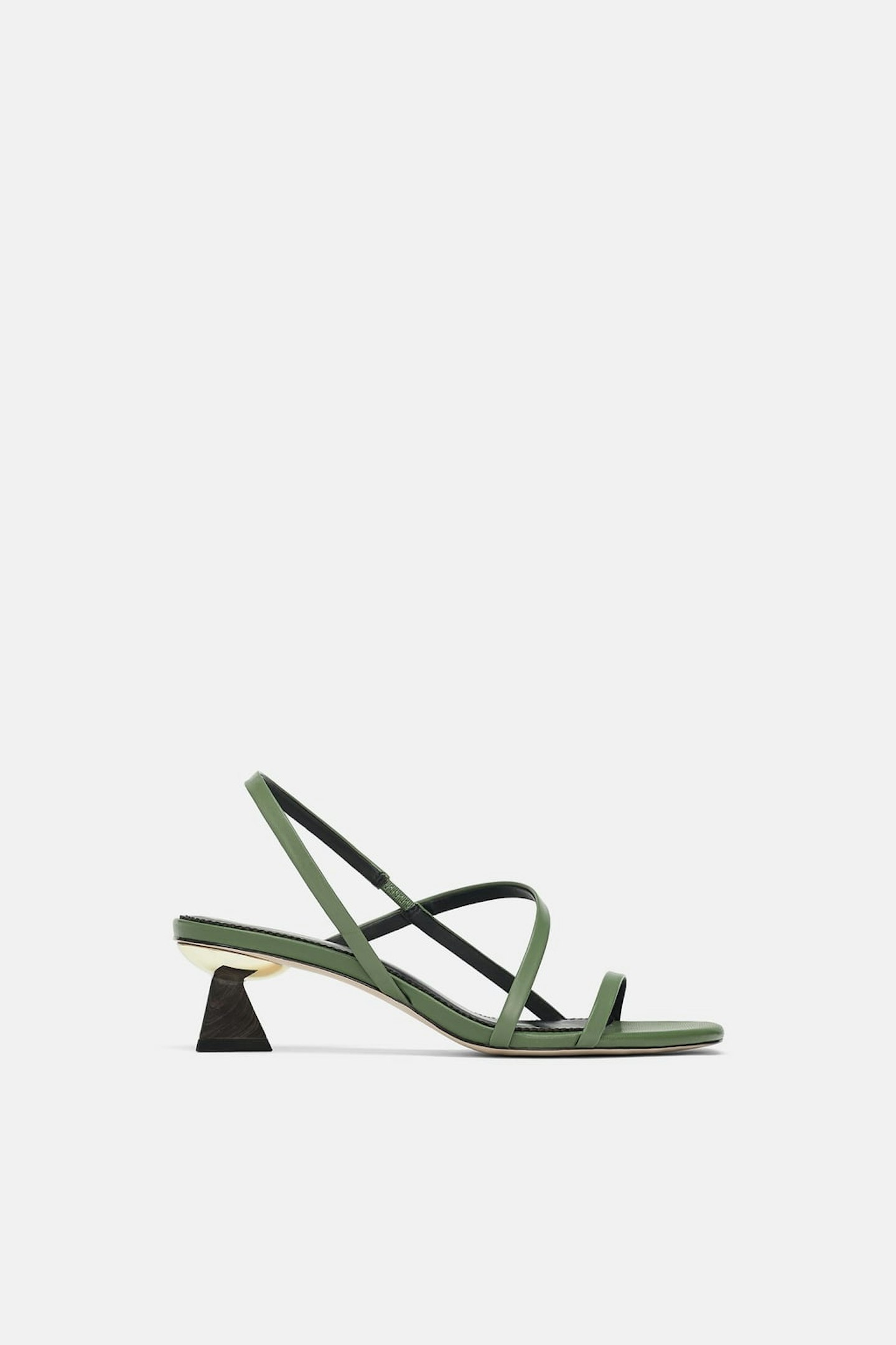 Zara Wood-Efect Heel Leather Sandals