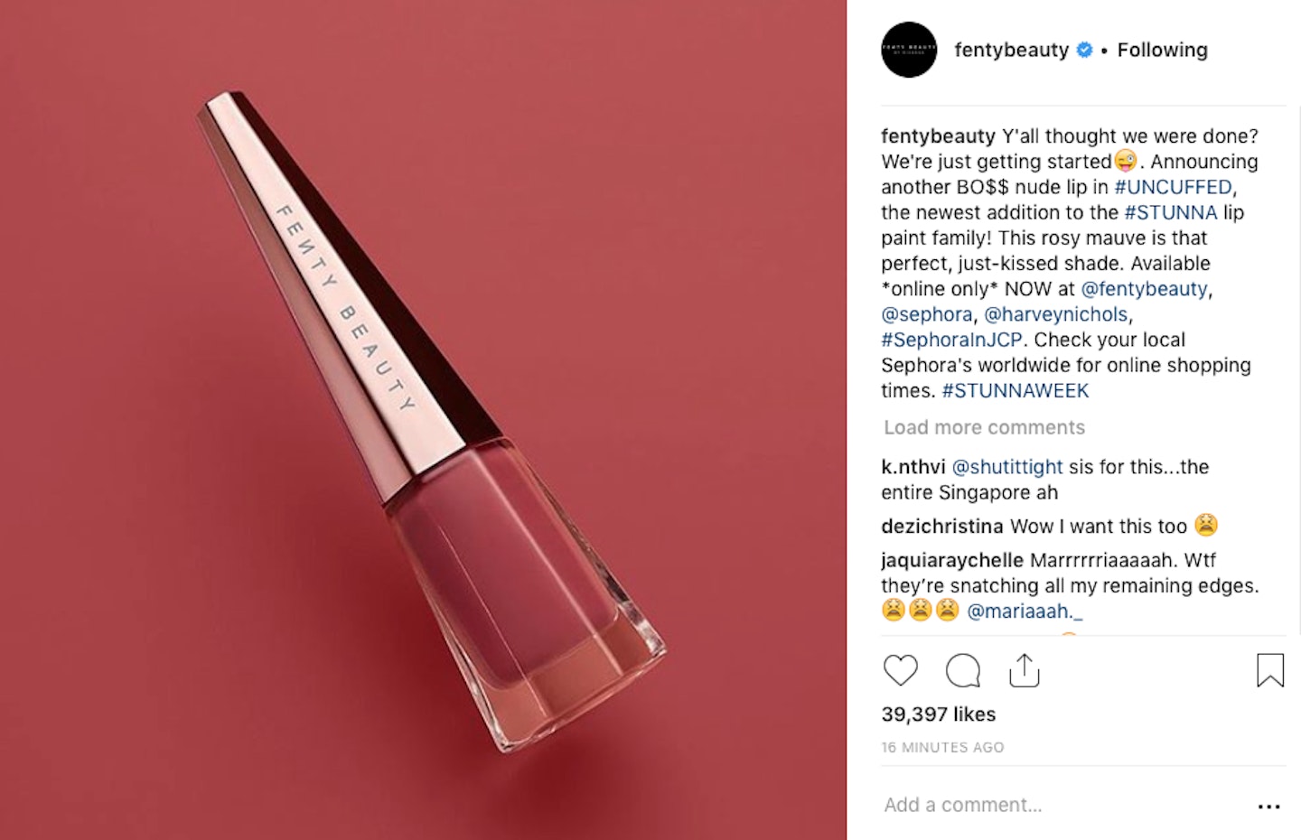 Fenty Beauty Rihanna all-inclusive nude lipstick
