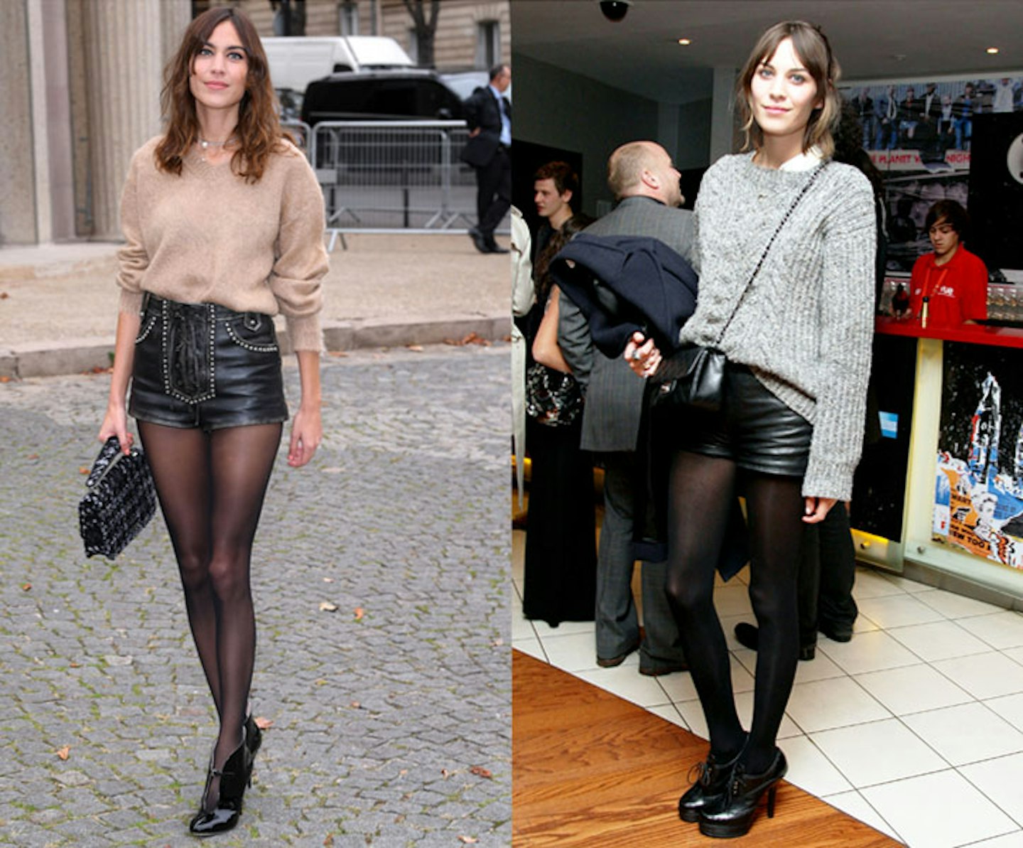 alexa chung pfw ss19 miu miu shorts tights