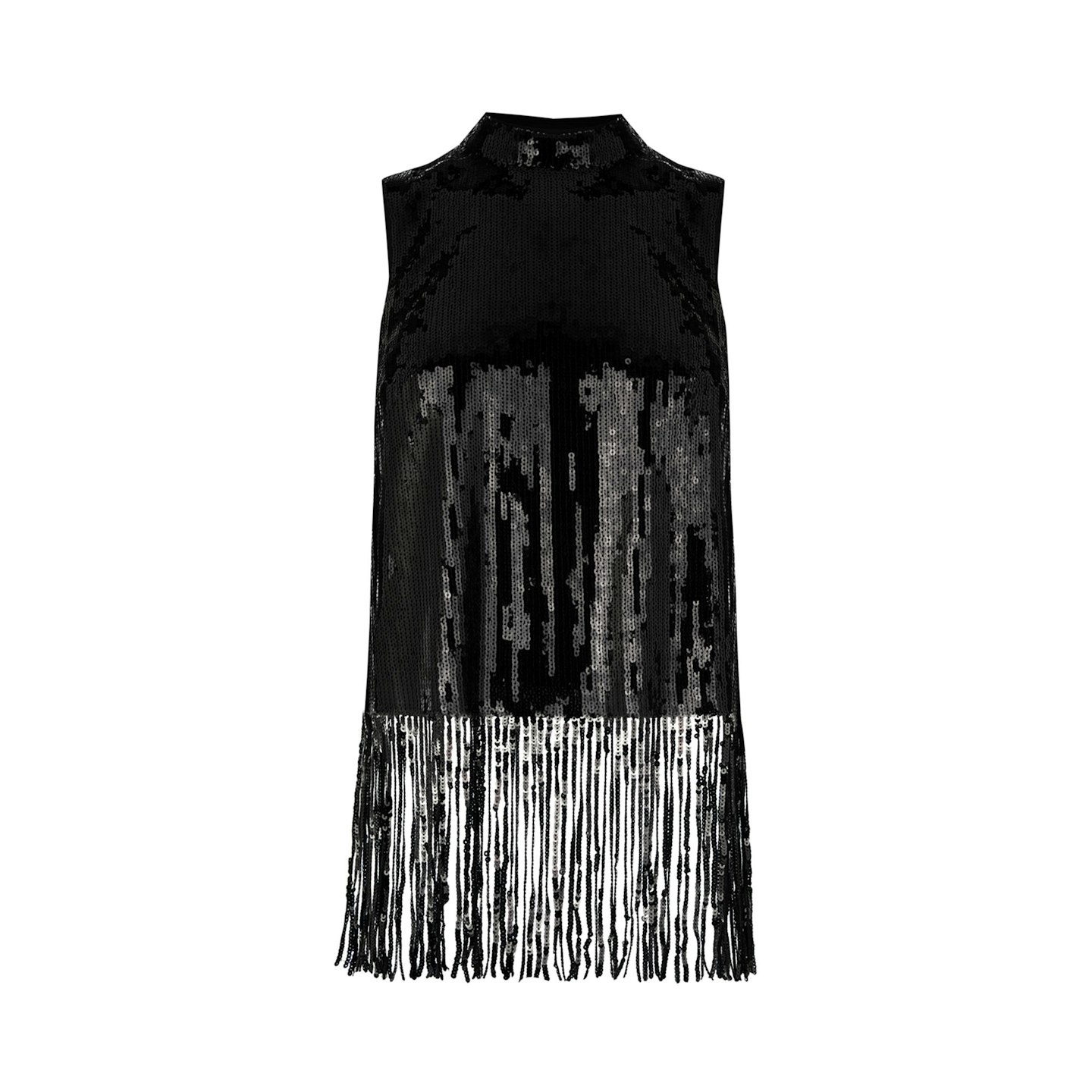 Warehouse, Sequin Fringe High Neck Top, £59