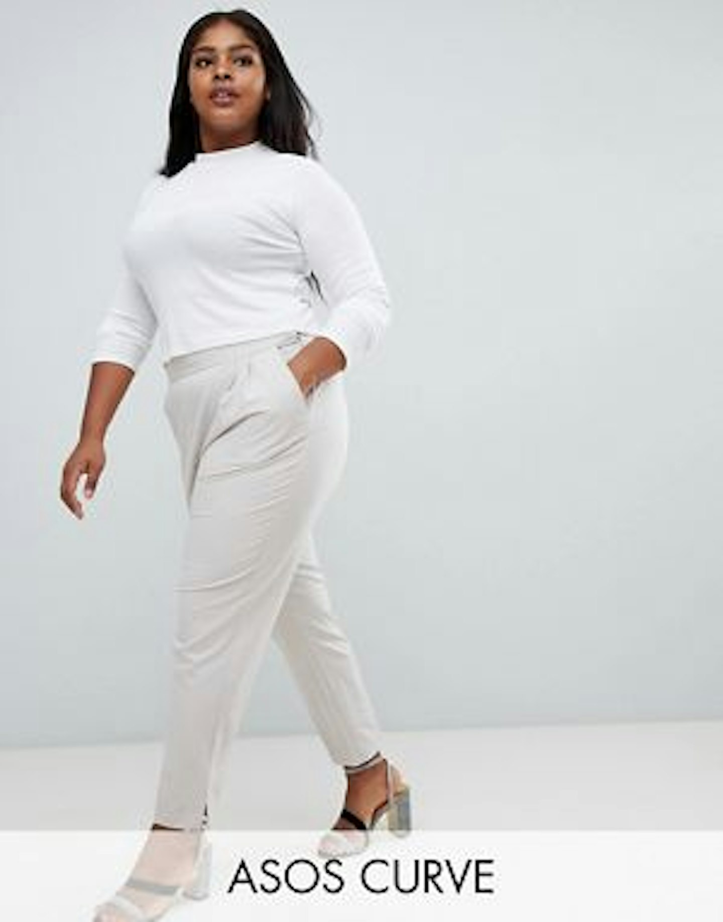 ASOS Design, Curve High Waist Tapered Trousers, £25