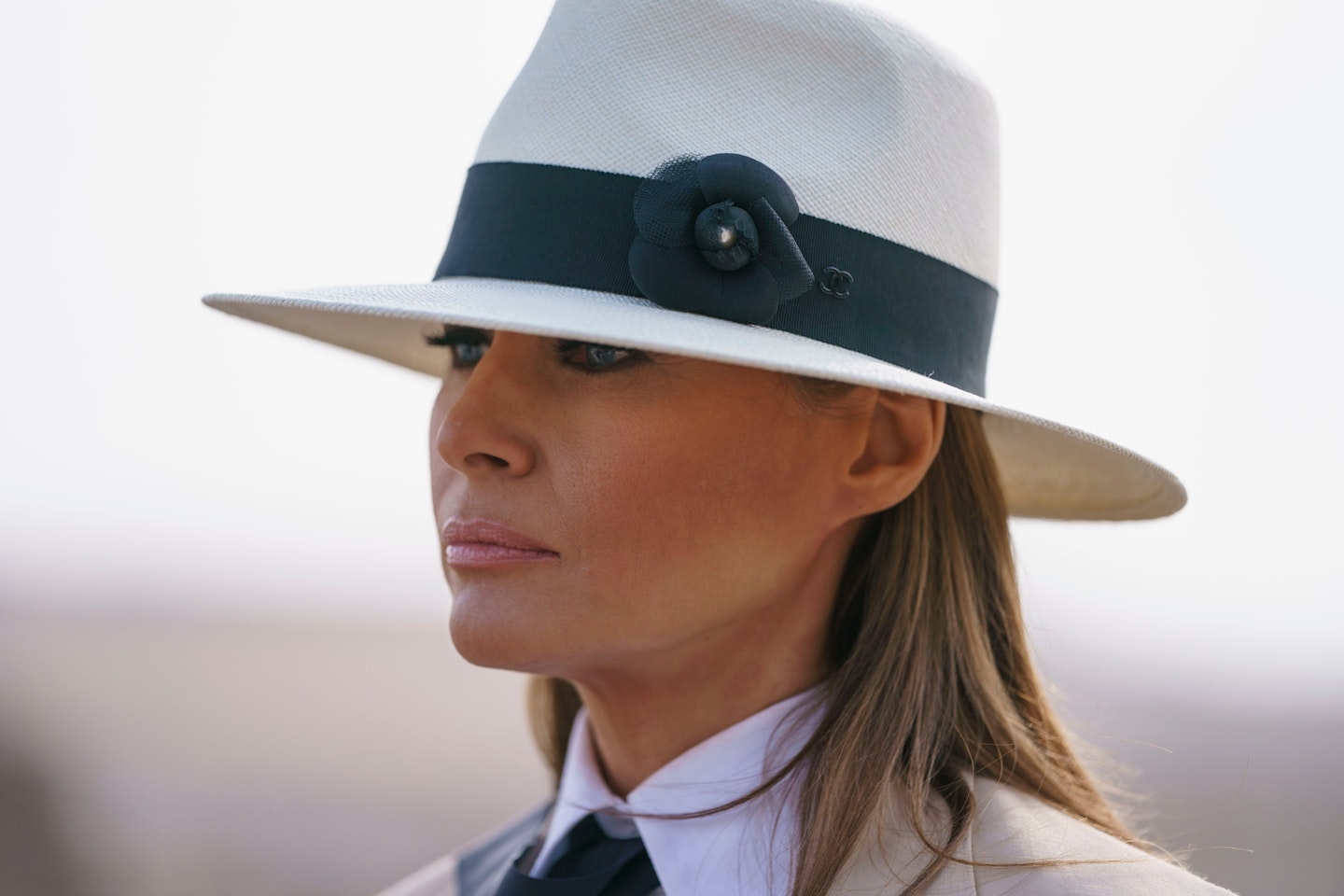 Melania Trump with a hat on