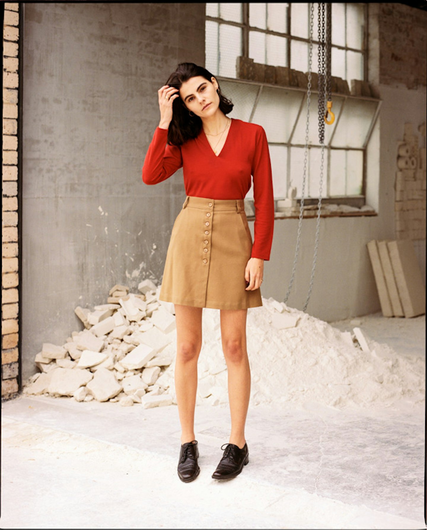 Caves Collect,  Mia Tan Wool Skirt, £148