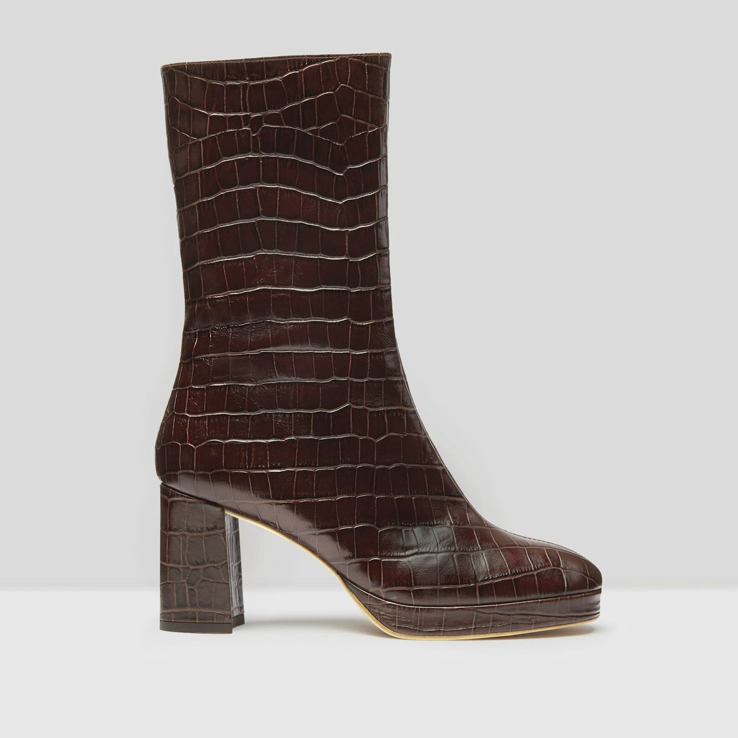 Miista, Carlota Mahogany Croc Leather Boots, £265