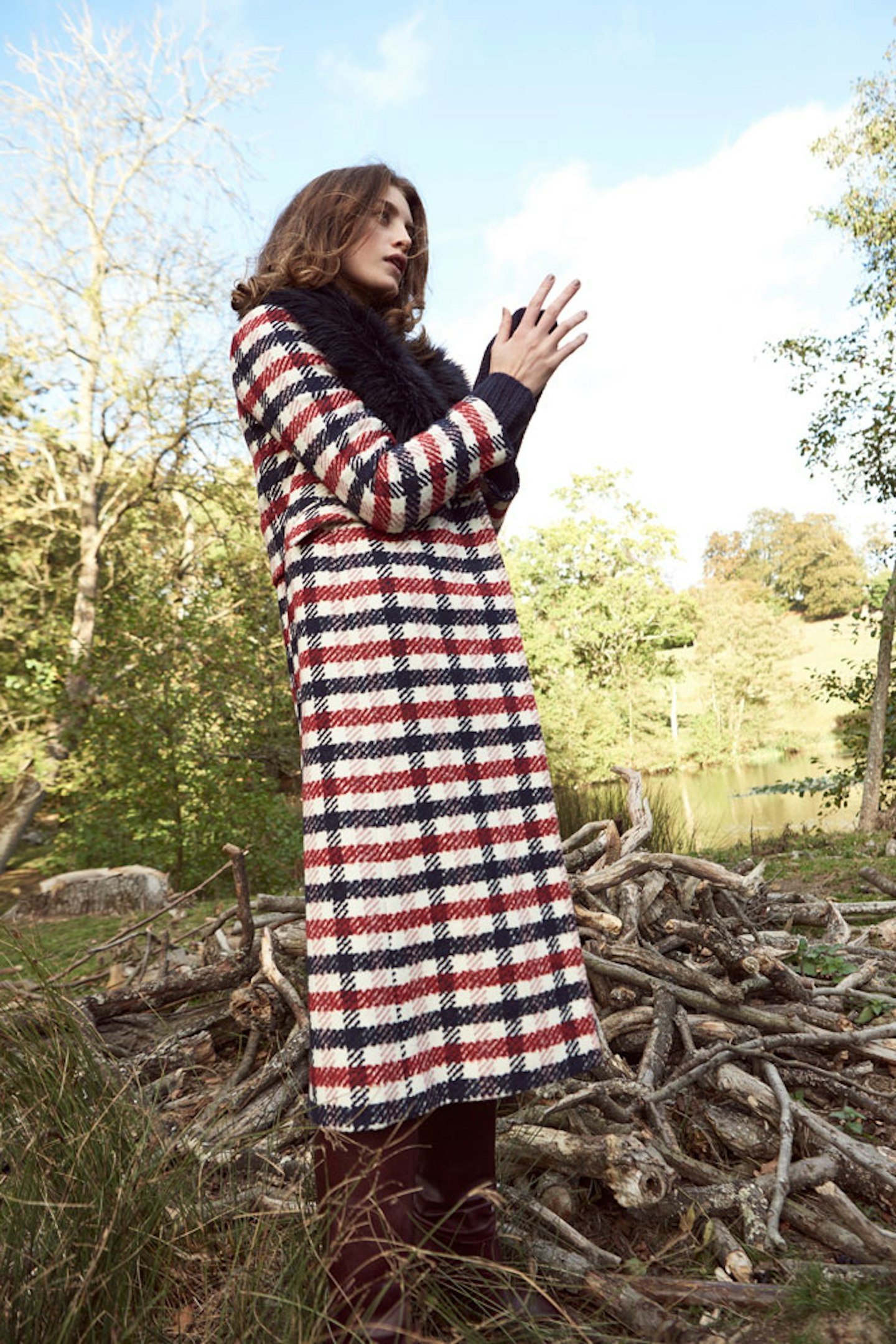 checked coat boden