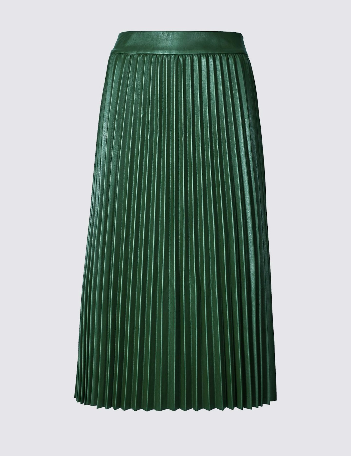 M&S Collection, Faux Leather Pleated Midi Skirt, £39.50