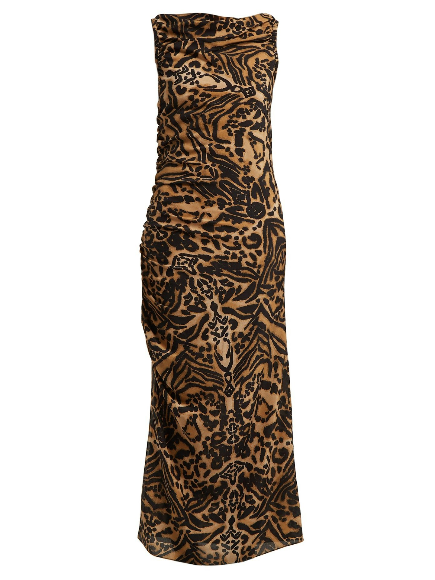 Raey, Gathered Side Backless Tiger-Print Dress, £425, Matchesfashion.com