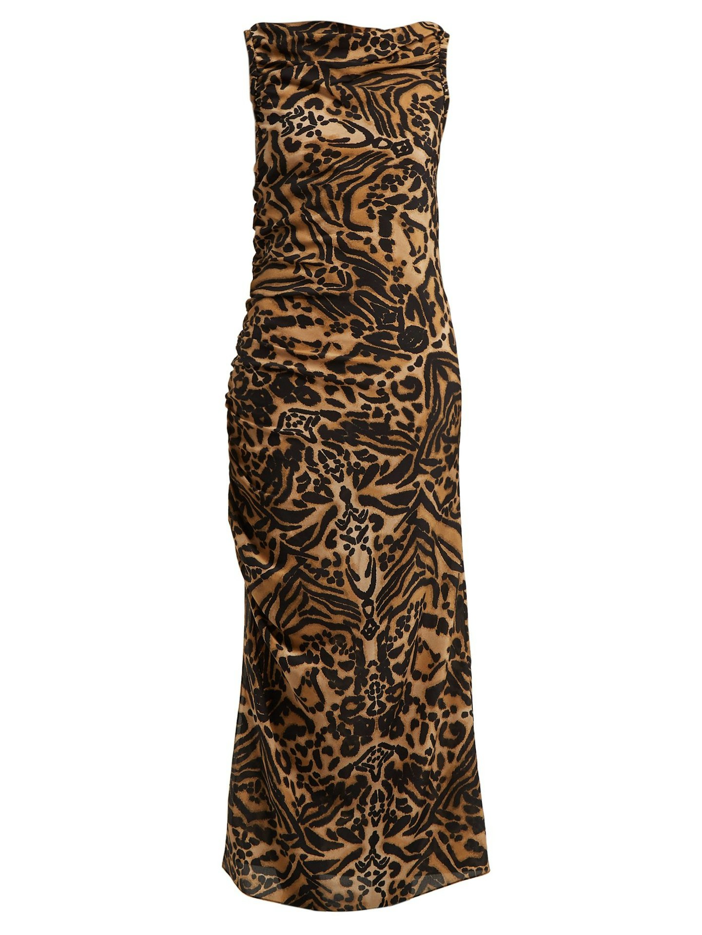 Raey, Gathered Side Backless Tiger-Print Dress, £425, Matchesfashion.com