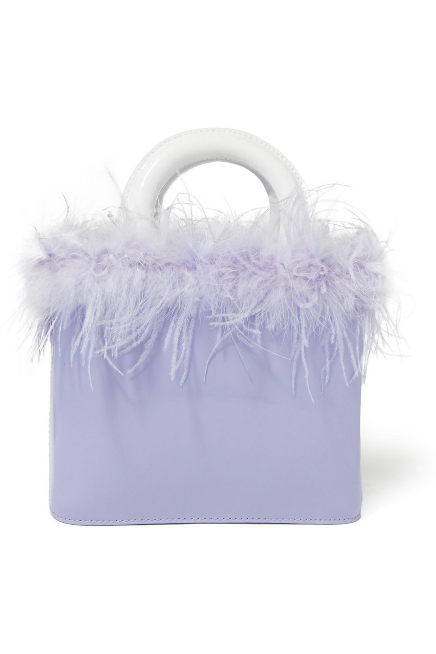 Staud, Nic Feather-Trimmed Patent-Leather Tote, £320, Net-A-Porter