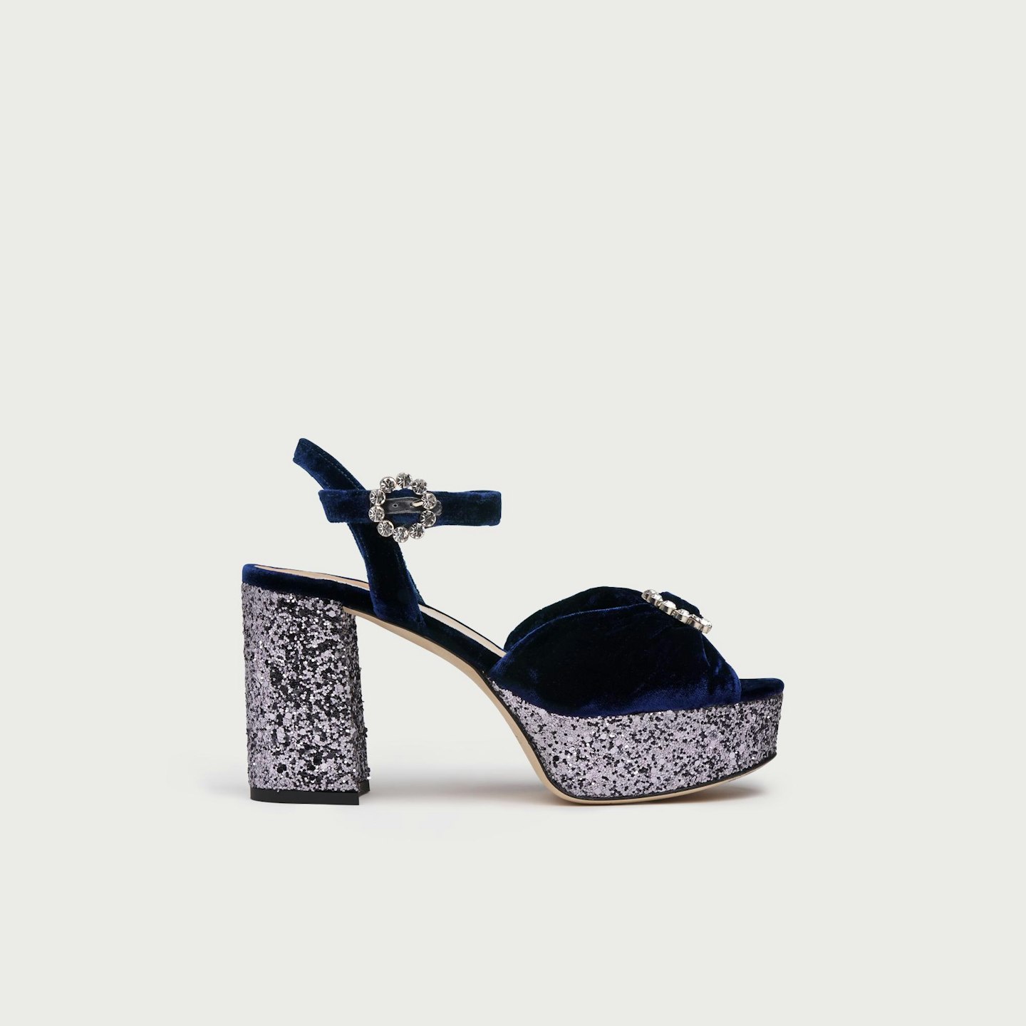 L.K. Bennett, Eline Navy Velvet Sandals, £295