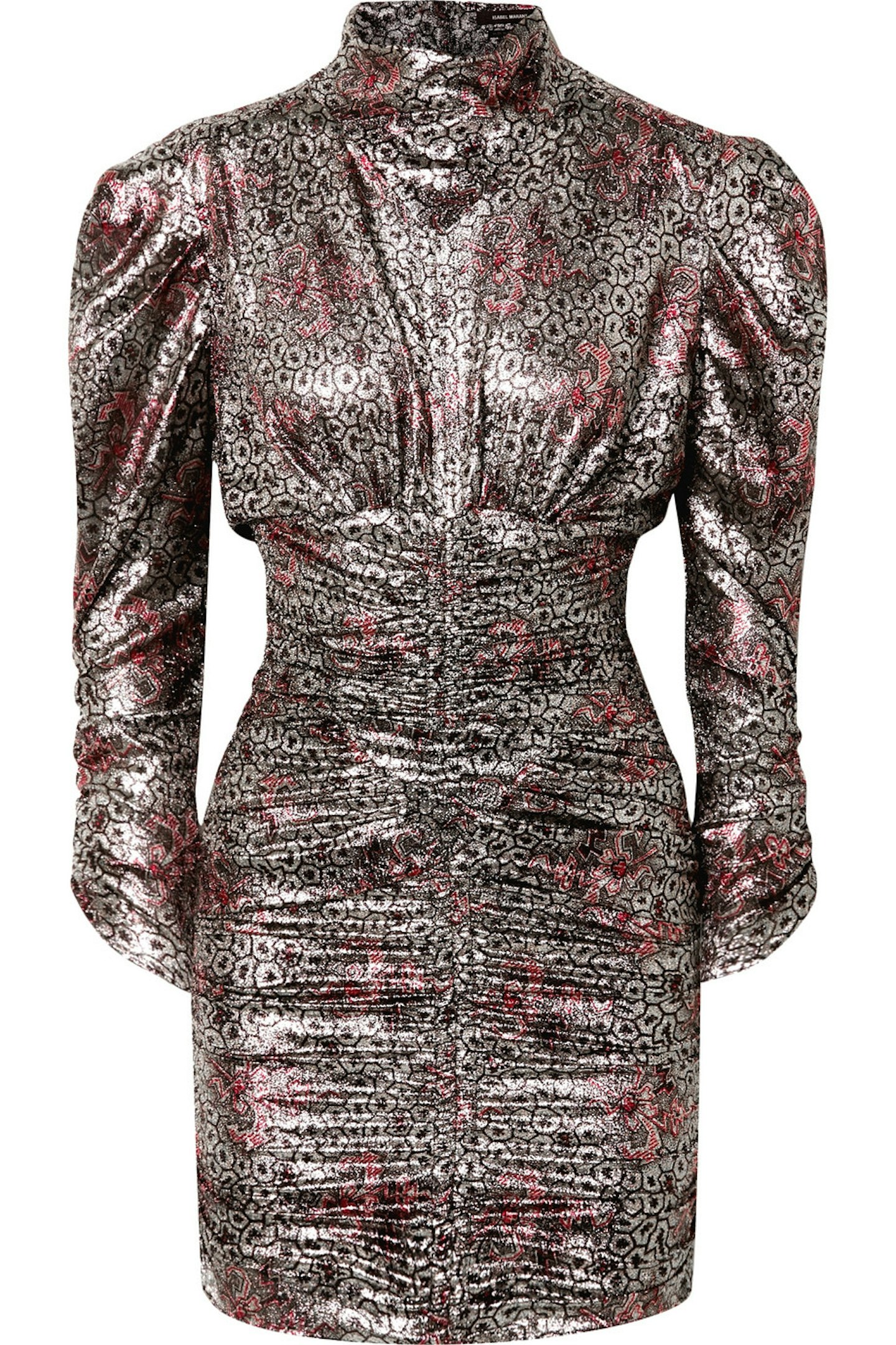 Isabel Marant, Pandor Ruched Printed Silk-Blend Lame Mini Dress, £960, Net-A-Porter