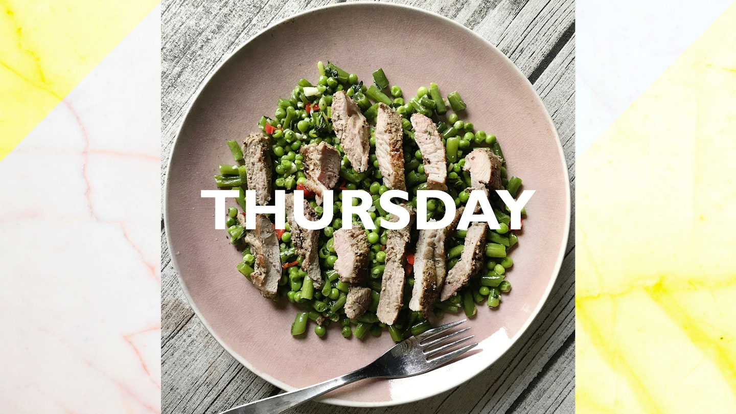 Meal plan Lamb with zingy peas and beans