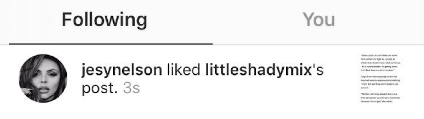 Jesy Nelson Little Mix liked Instagram post