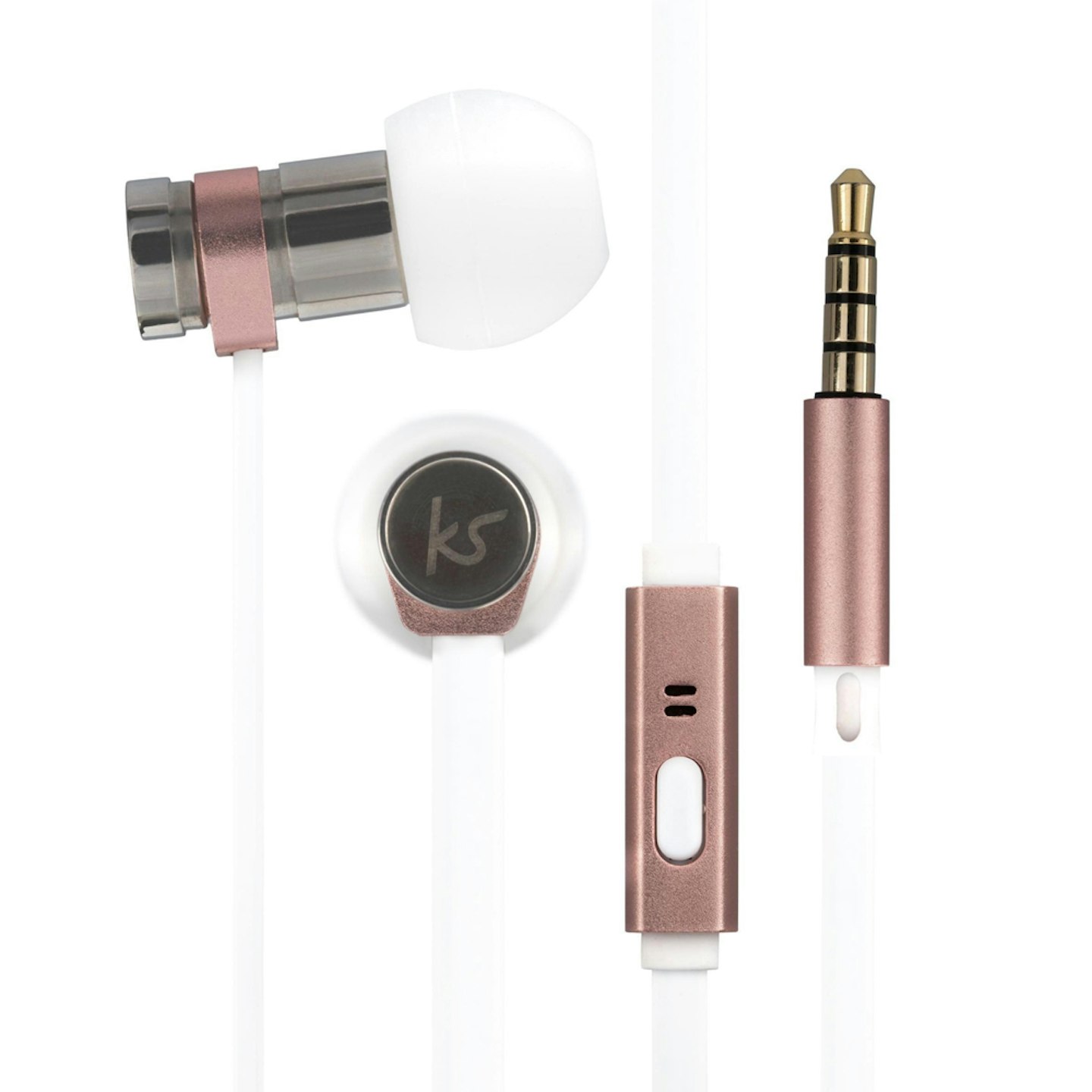 Kitsound Nova Wired Portable Earphones with Built-In Microphone – Rose Gold