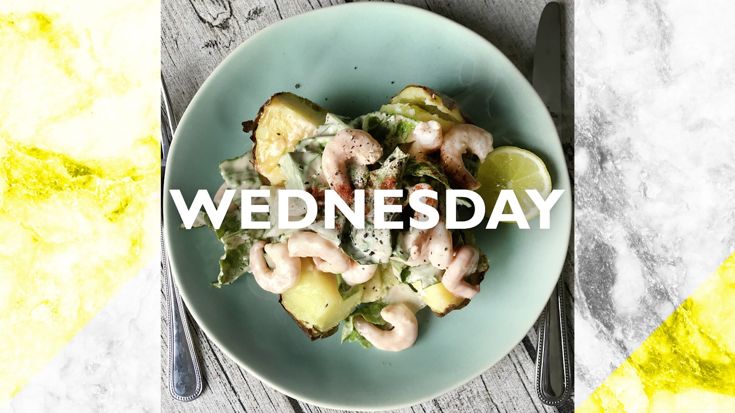 Wednesday – Prawn cocktail jacket potato, 1 hour