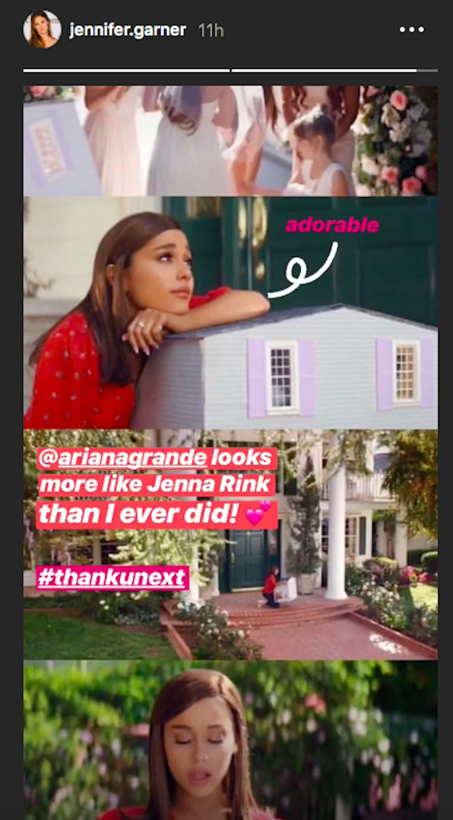 Jennifer Garner praised Ariana's performance in Thank U, Next music video