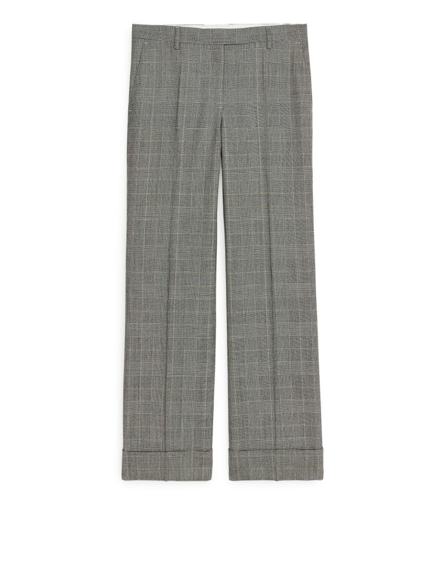 Arket, Checked Wool Blend Trousers