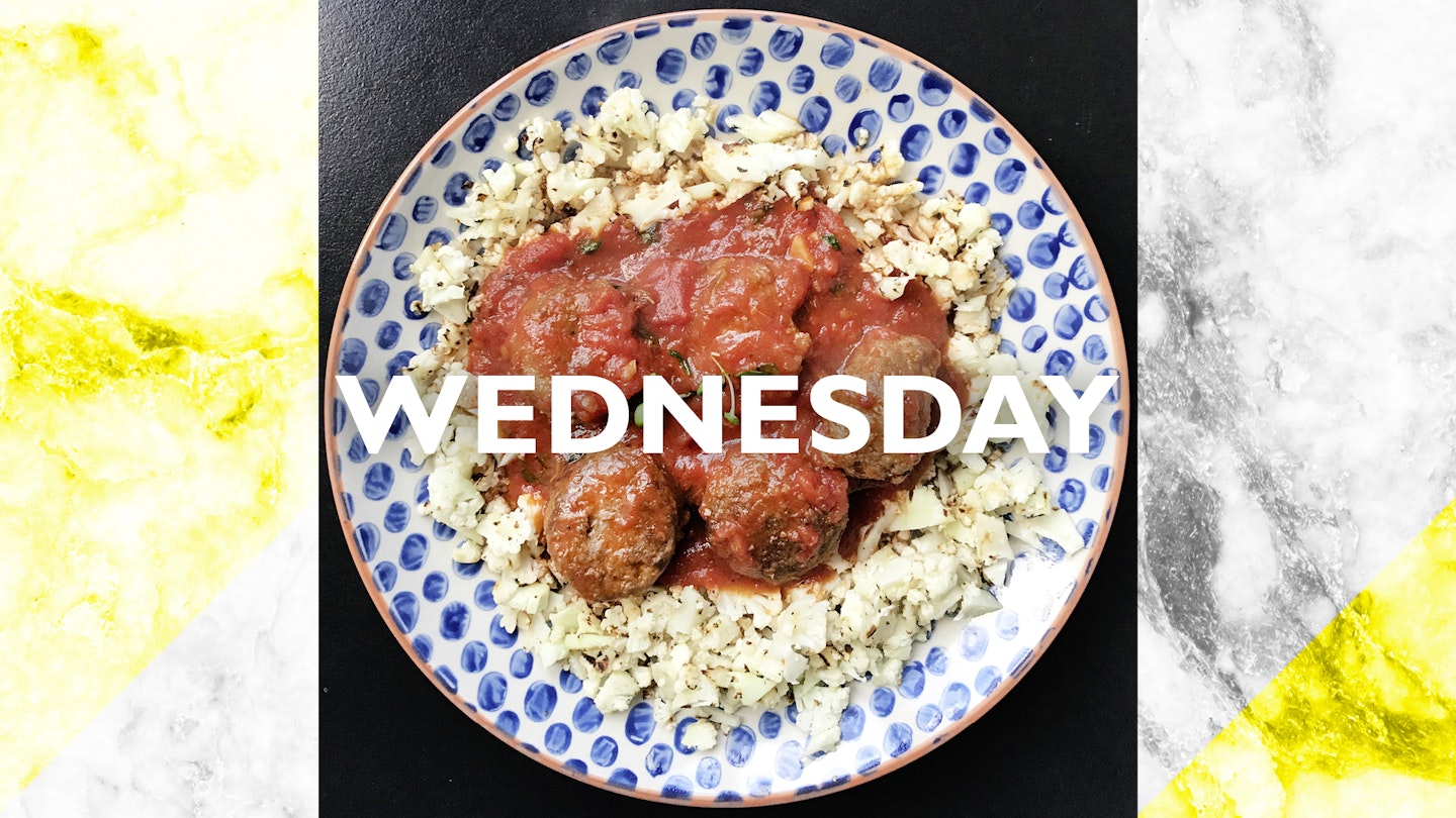 Wednesday – Spanish Meatballs and Cauliflower Rice, 25 mins 