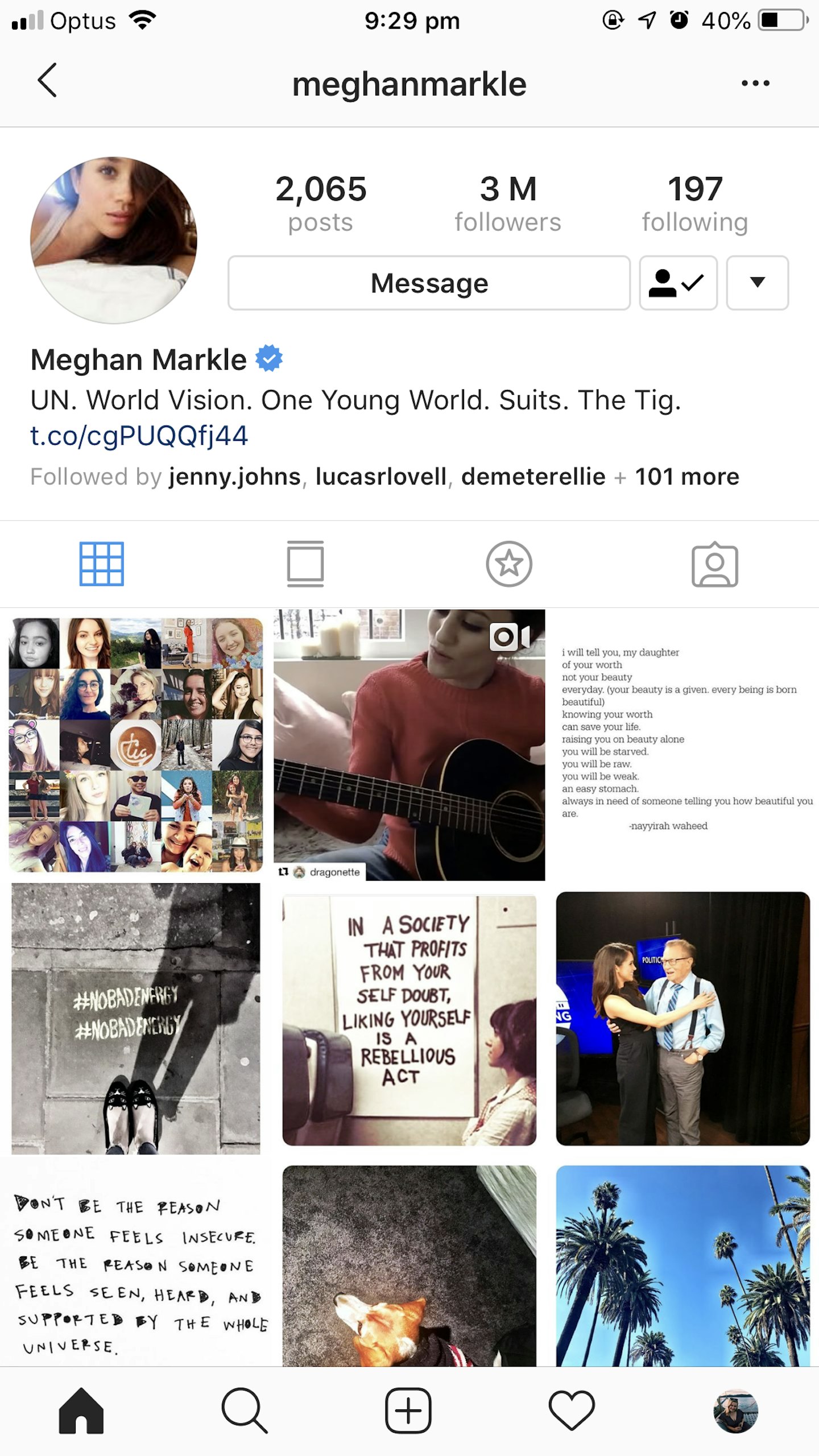 Meghan's Instagram account 