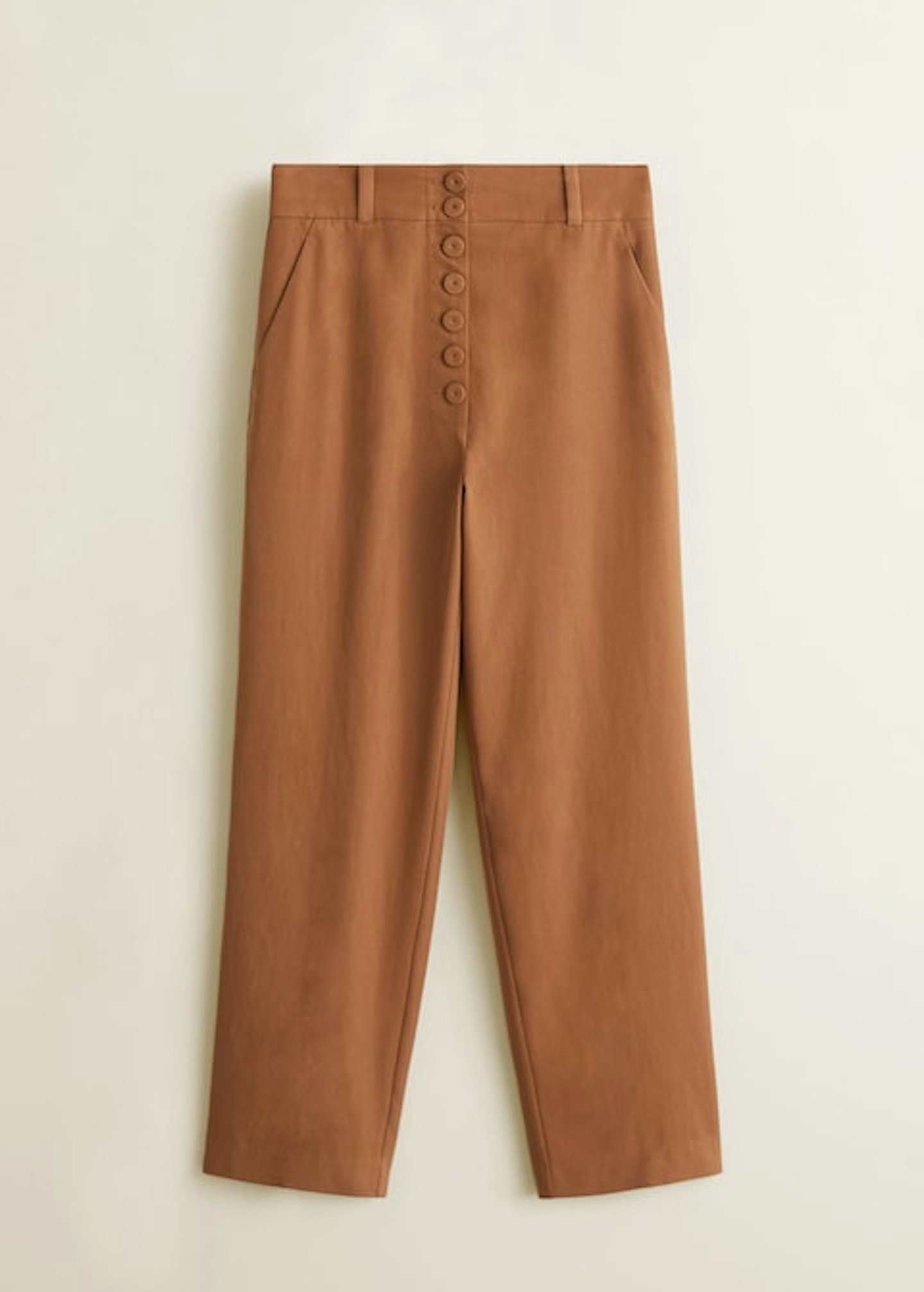 Mango, Buttoned Soft Fabric Trousers