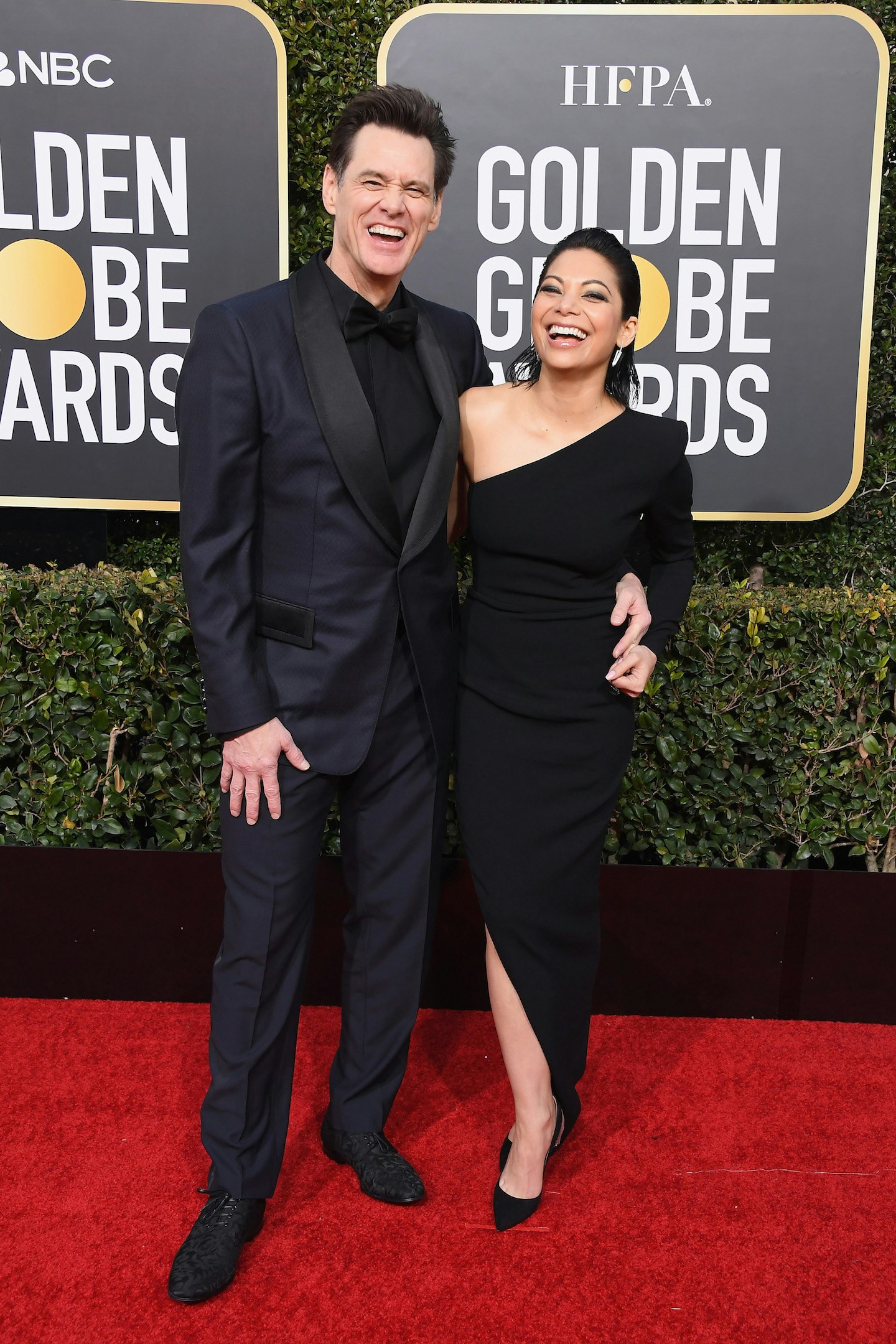 Jim Carrey and Ginger Gonzaga at the Golden Globes 2019