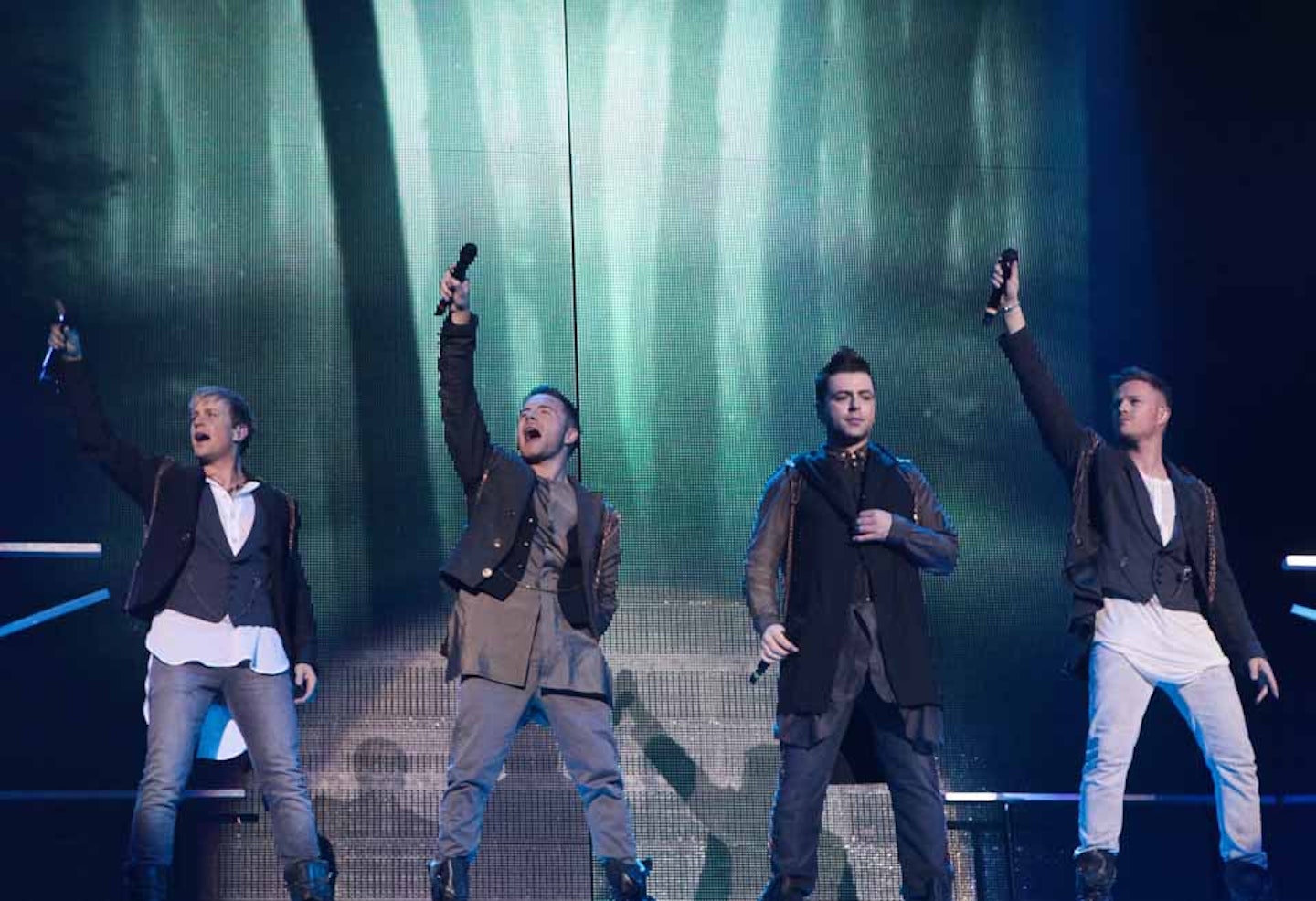 estlife perform on stage during the band's farewell tour at O2 Arena (2012)