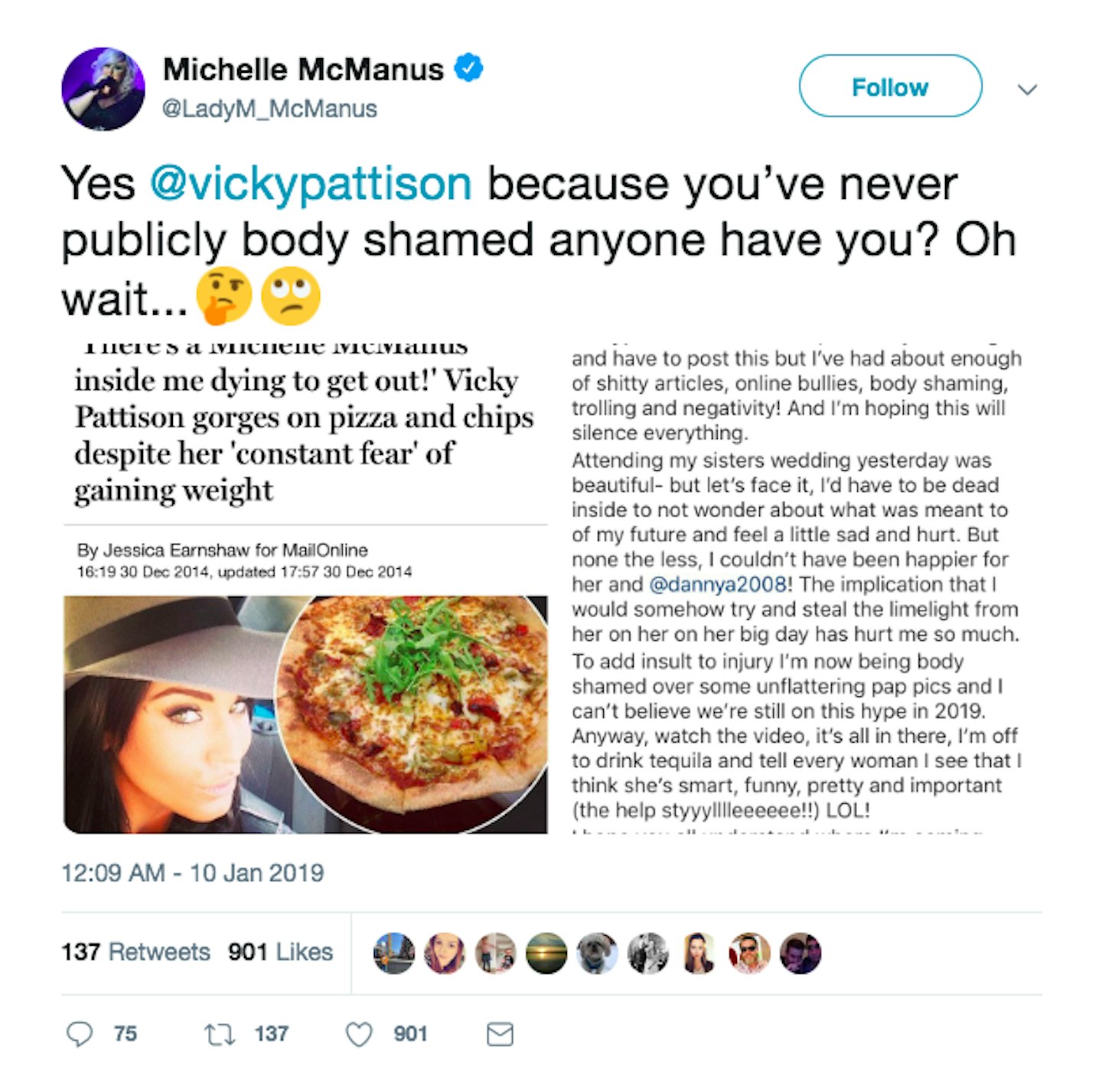 Michelle McManus tweet