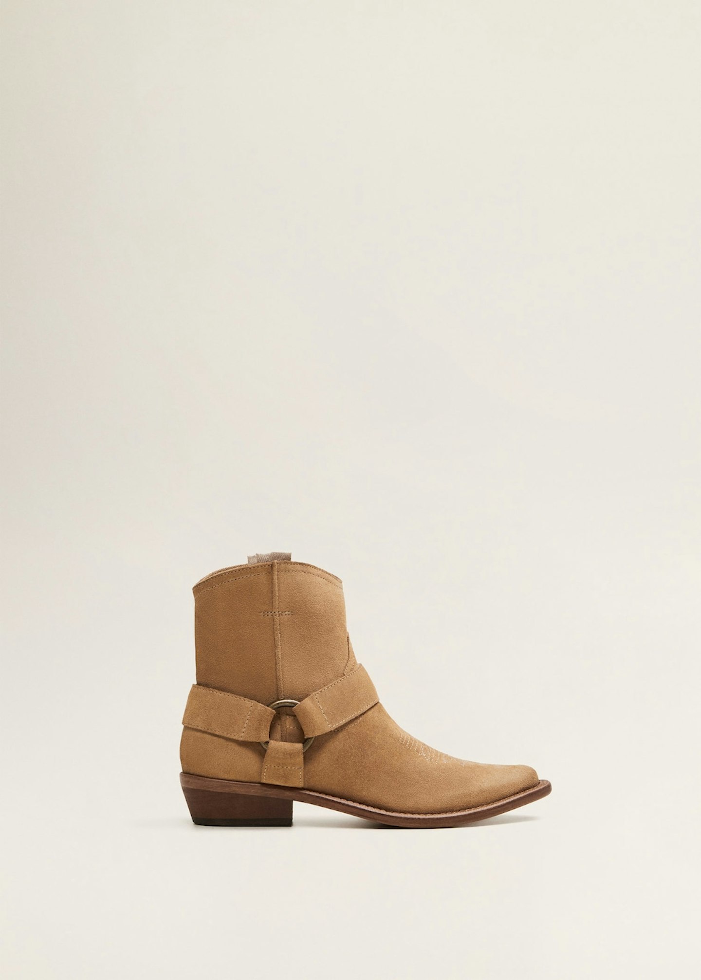 Mango, Embroidered Leather Ankle Boot
