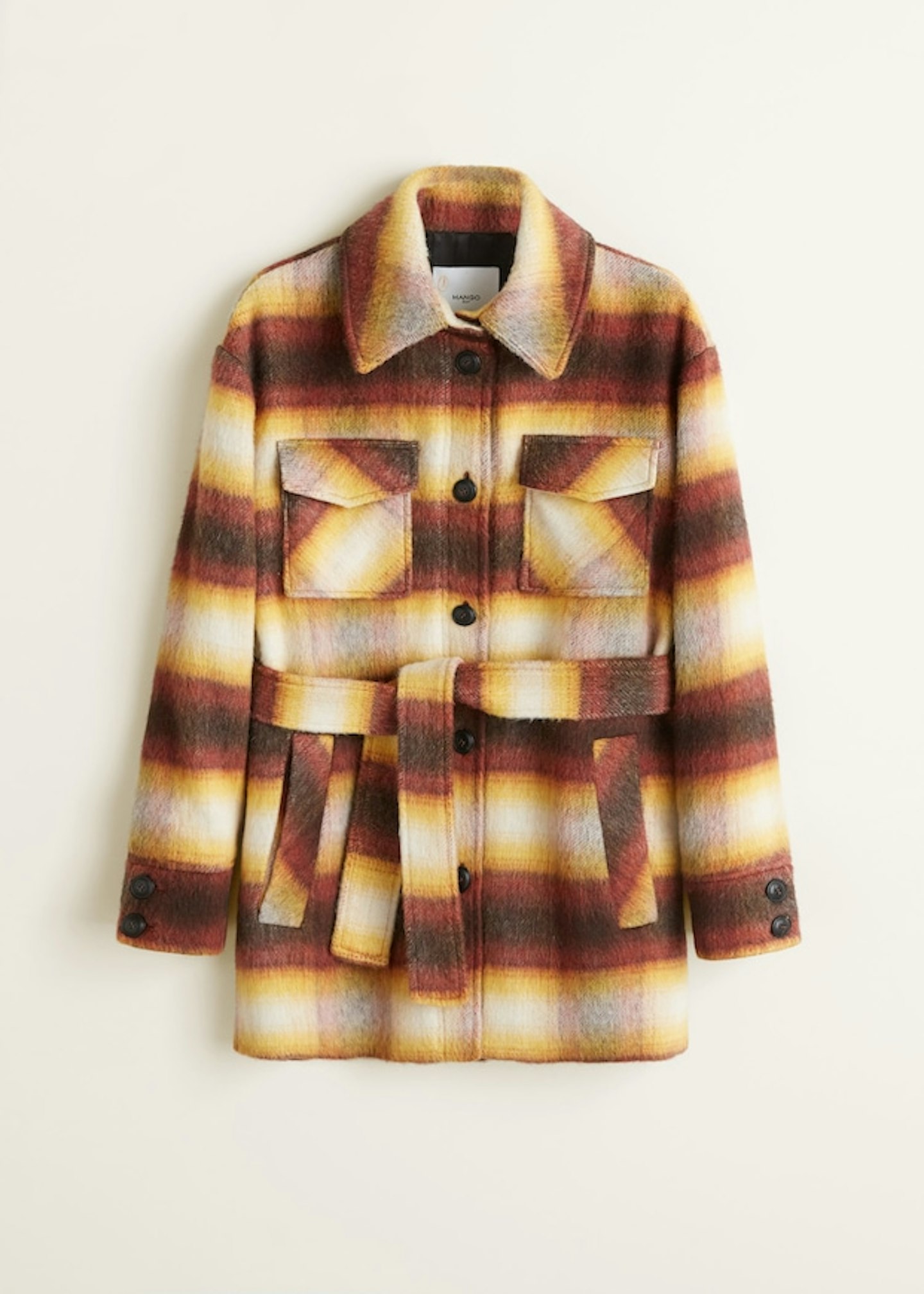 Mango, Checkered Wool Blend Coat
