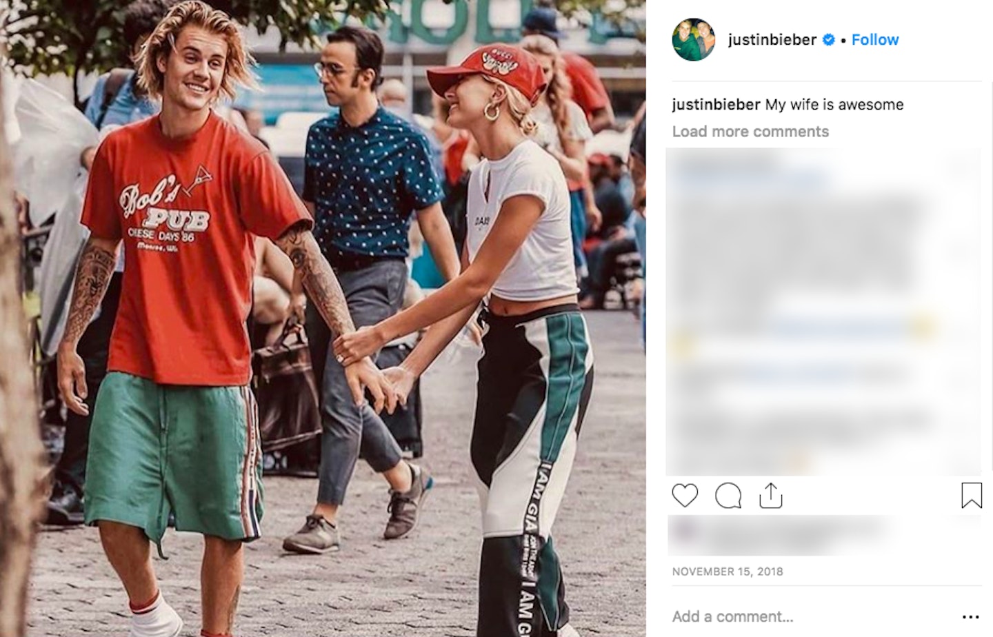 November 2018 - Justin confirms he married Hailey Baldwin