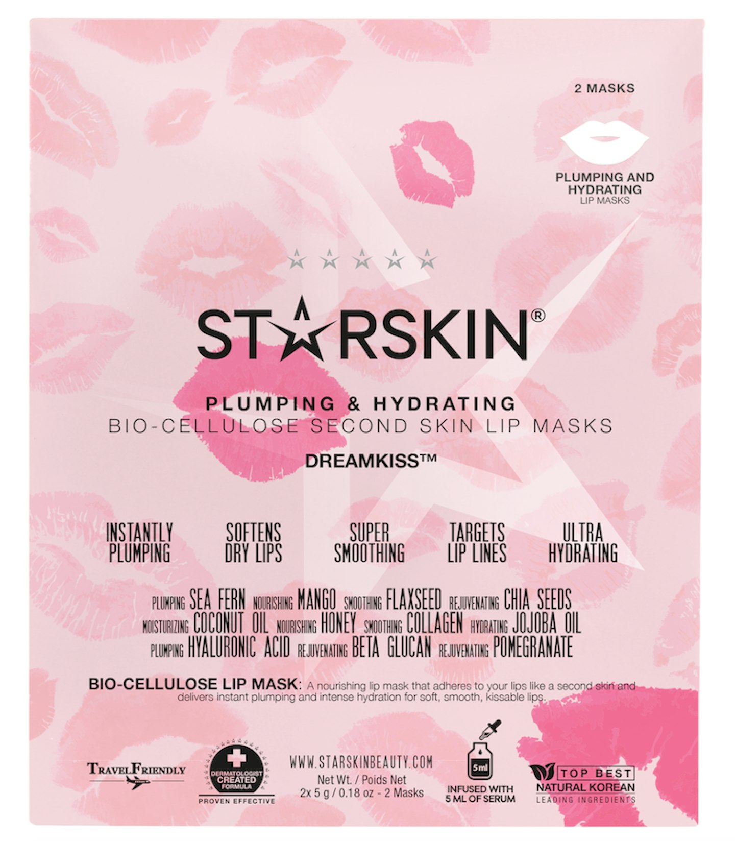 STARSKIN DREAMKISSu2122 Plumping and Hydrating Bio-Cellulose Lip Mask (2 Masks)