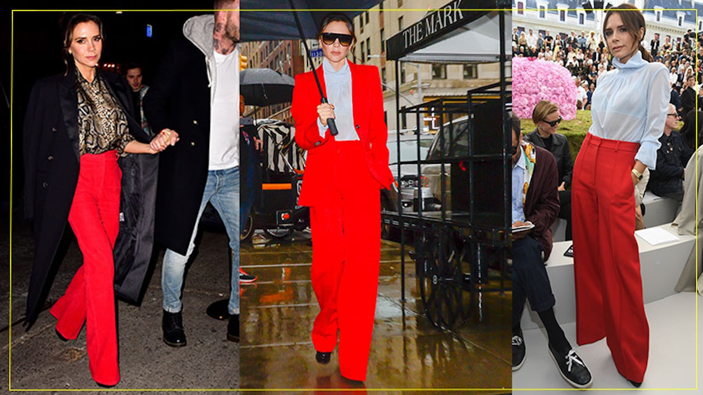 Victoria beckham red trousers