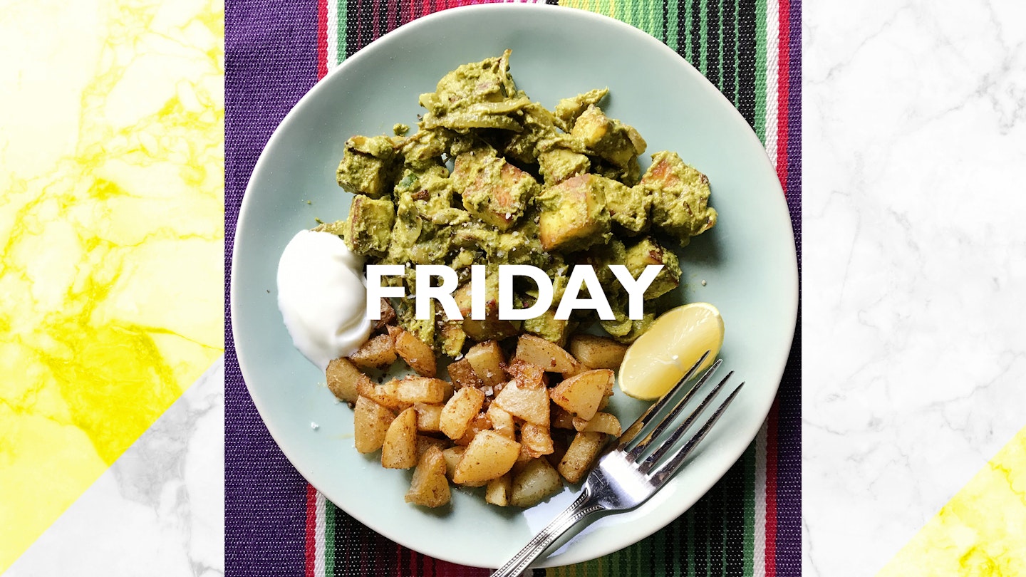 Friday – Paneer in Gujarati coriander chutney and spicy potatoes, 30 mins