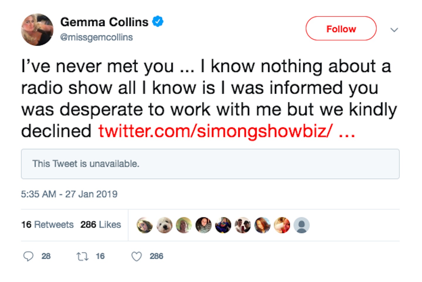 Gemma Collins twitter